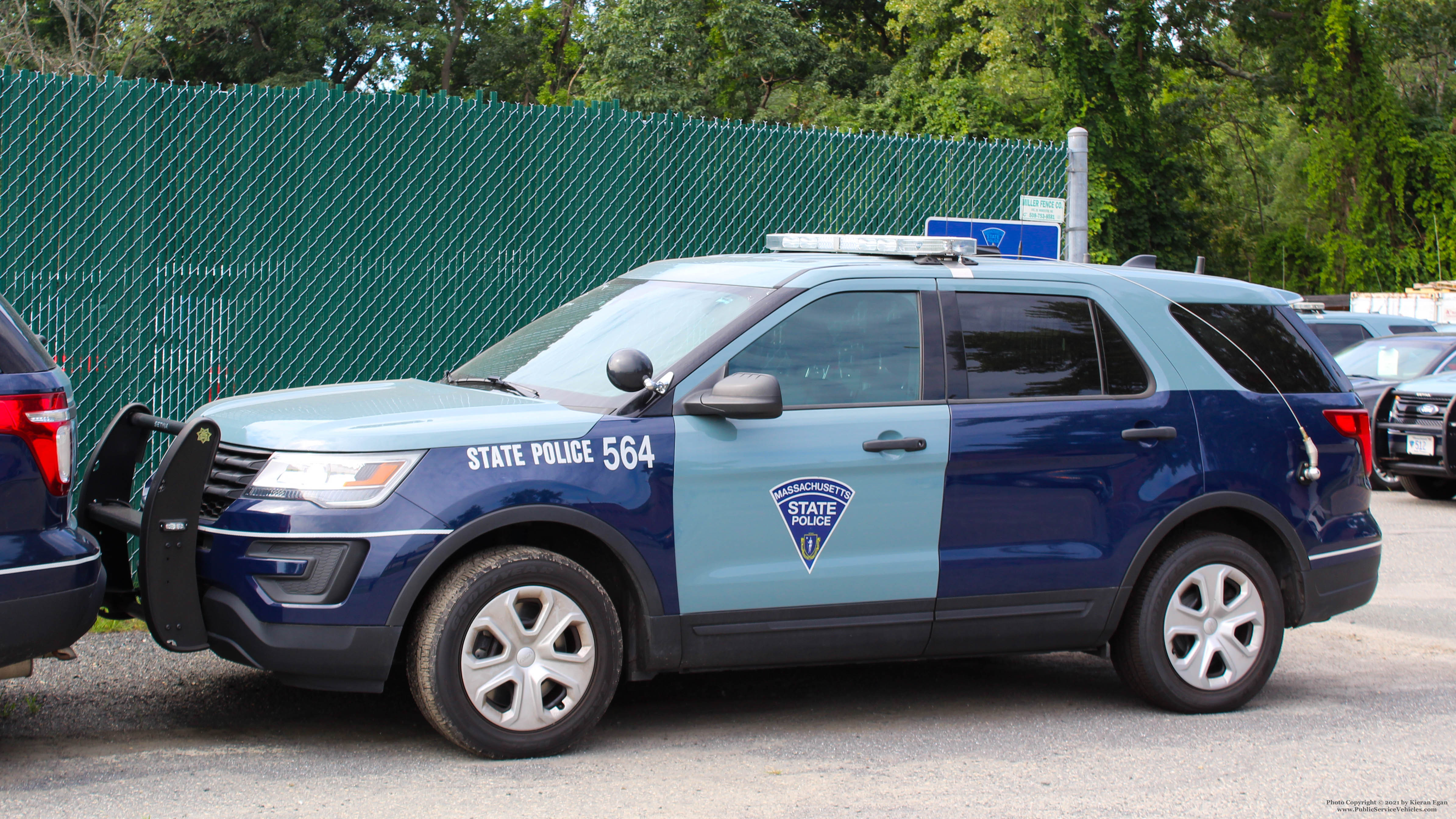 A photo  of Massachusetts State Police
            Cruiser 564, a 2018 Ford Police Interceptor Utility             taken by Kieran Egan