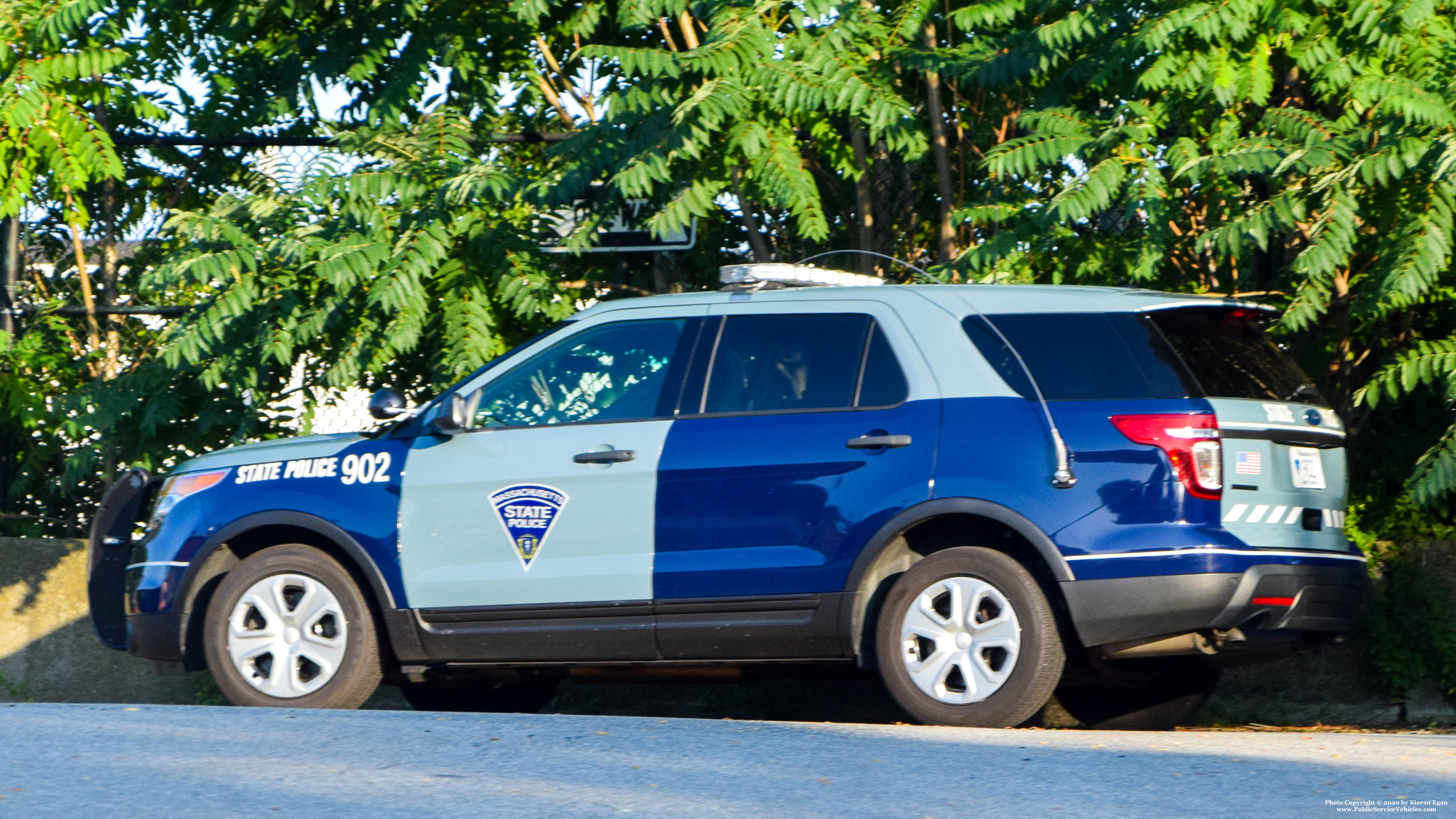 A photo  of Massachusetts State Police
            Cruiser 902, a 2015 Ford Police Interceptor Utility             taken by Kieran Egan