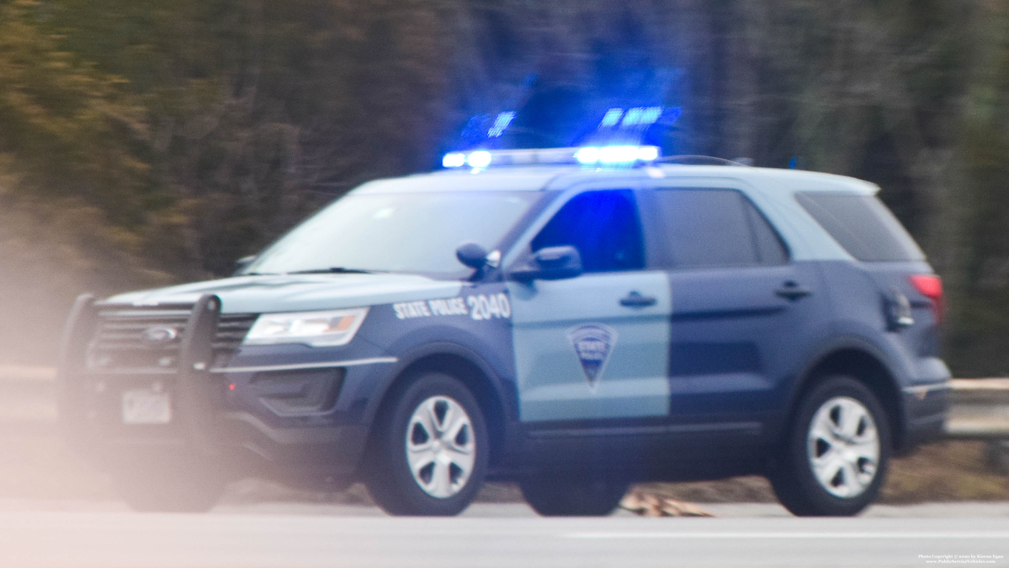 A photo  of Massachusetts State Police
            Cruiser 2040, a 2018 Ford Police Interceptor Utility             taken by Kieran Egan