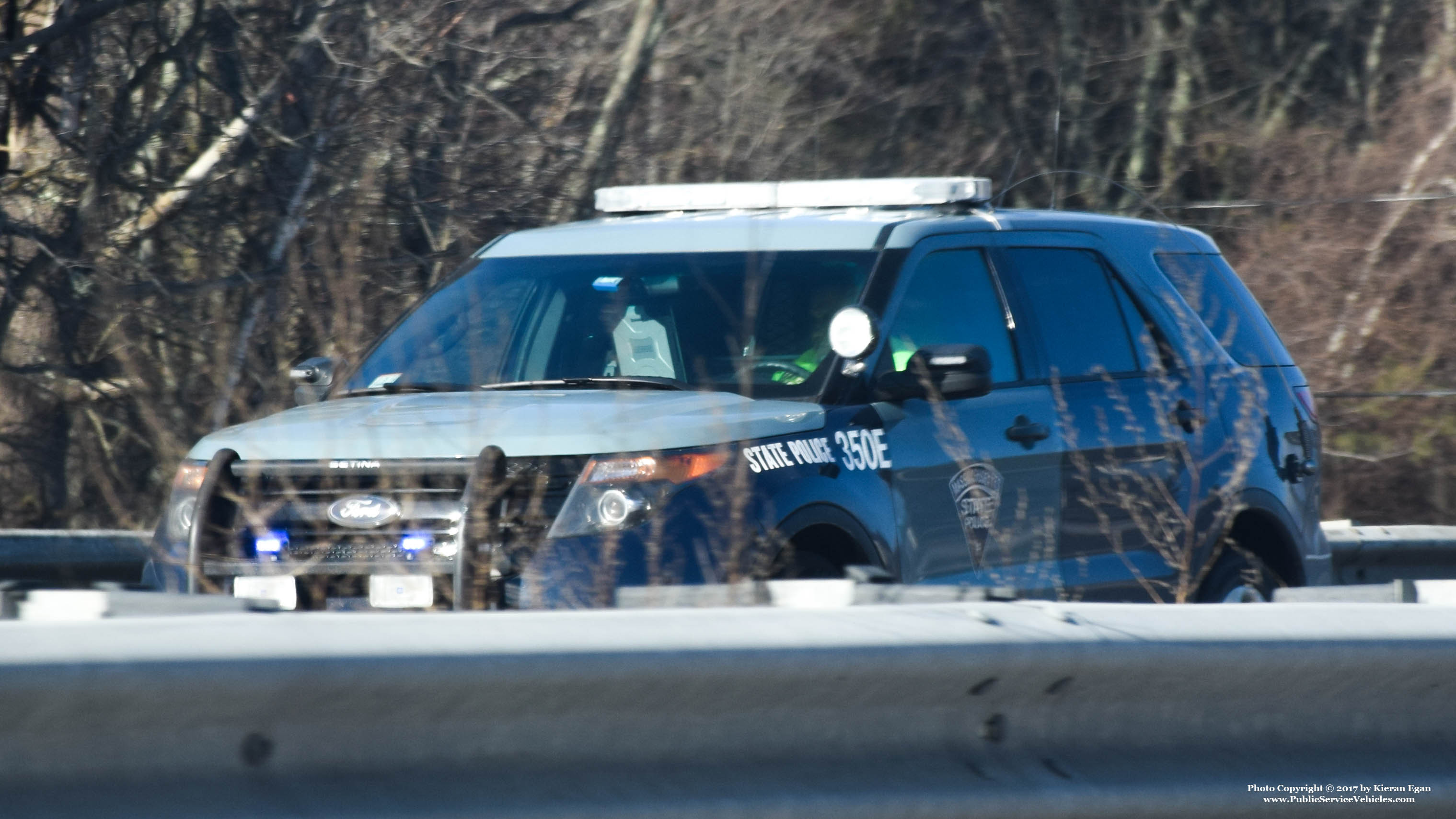 A photo  of Massachusetts State Police
            Cruiser 350E, a 2014-2015 Ford Police Interceptor Utility             taken by Kieran Egan