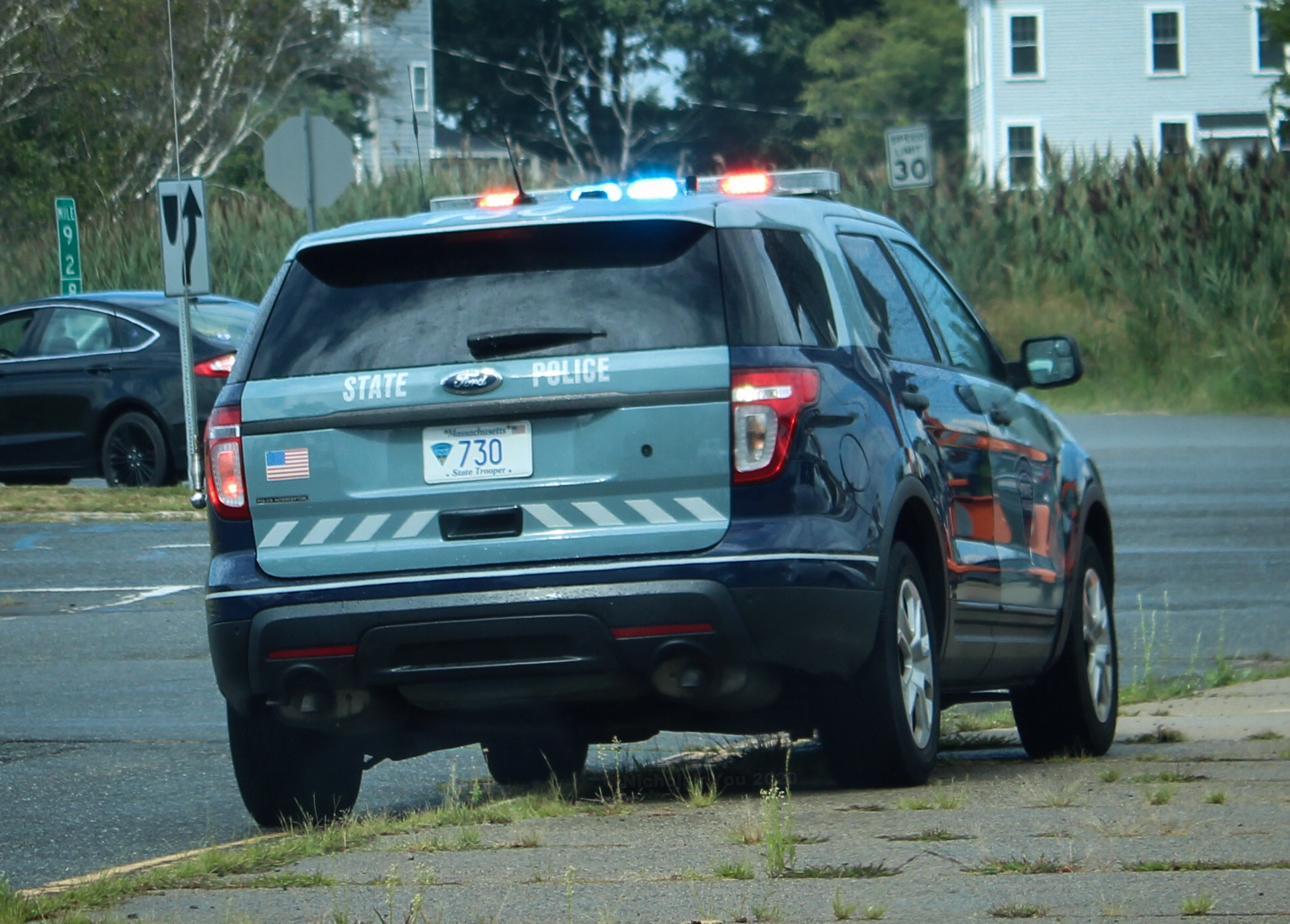 A photo  of Massachusetts State Police
            Cruiser 730, a 2015 Ford Police Interceptor Utility             taken by Nicholas You