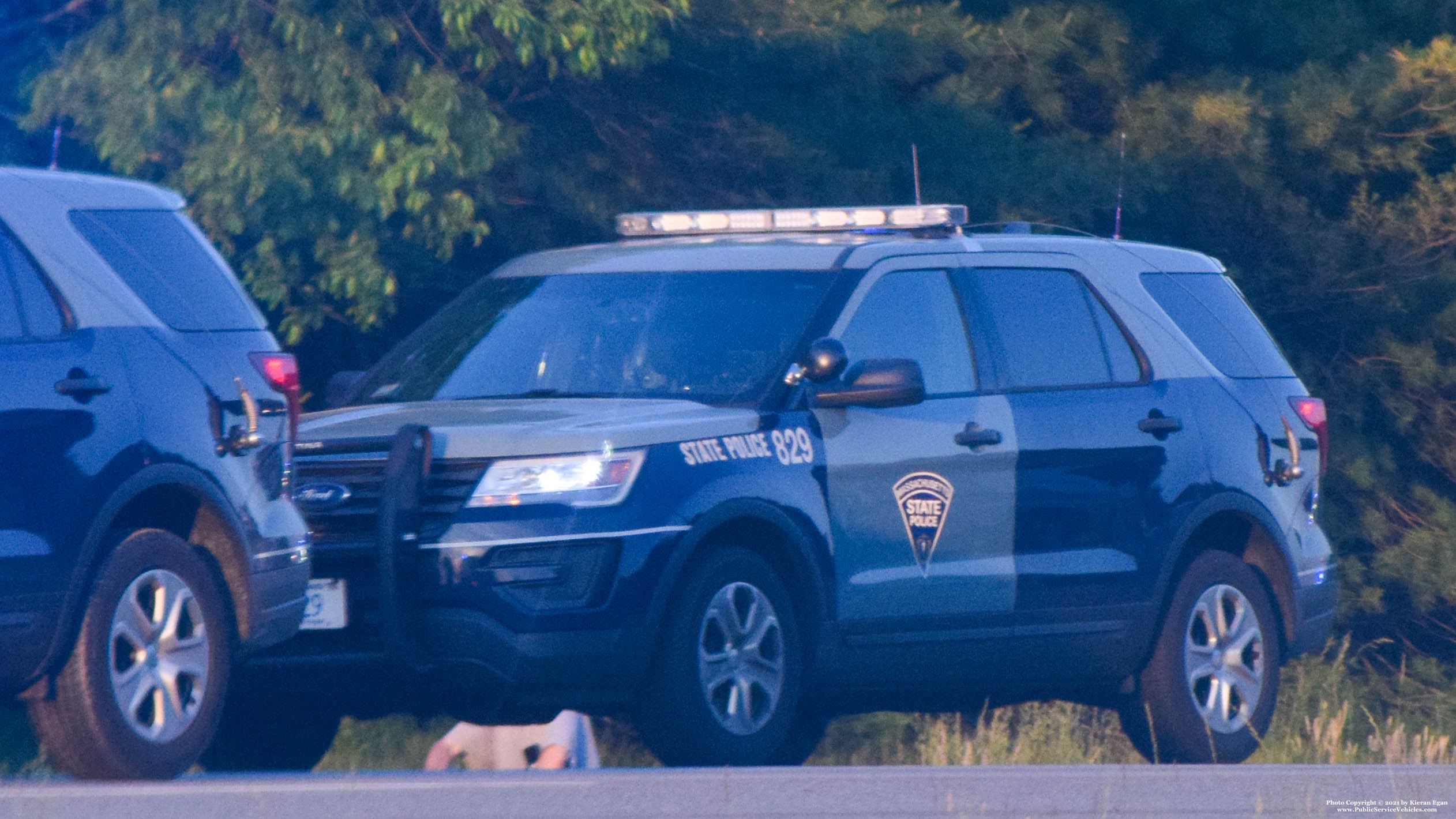 A photo  of Massachusetts State Police
            Cruiser 829, a 2018 Ford Police Interceptor Utility             taken by Kieran Egan