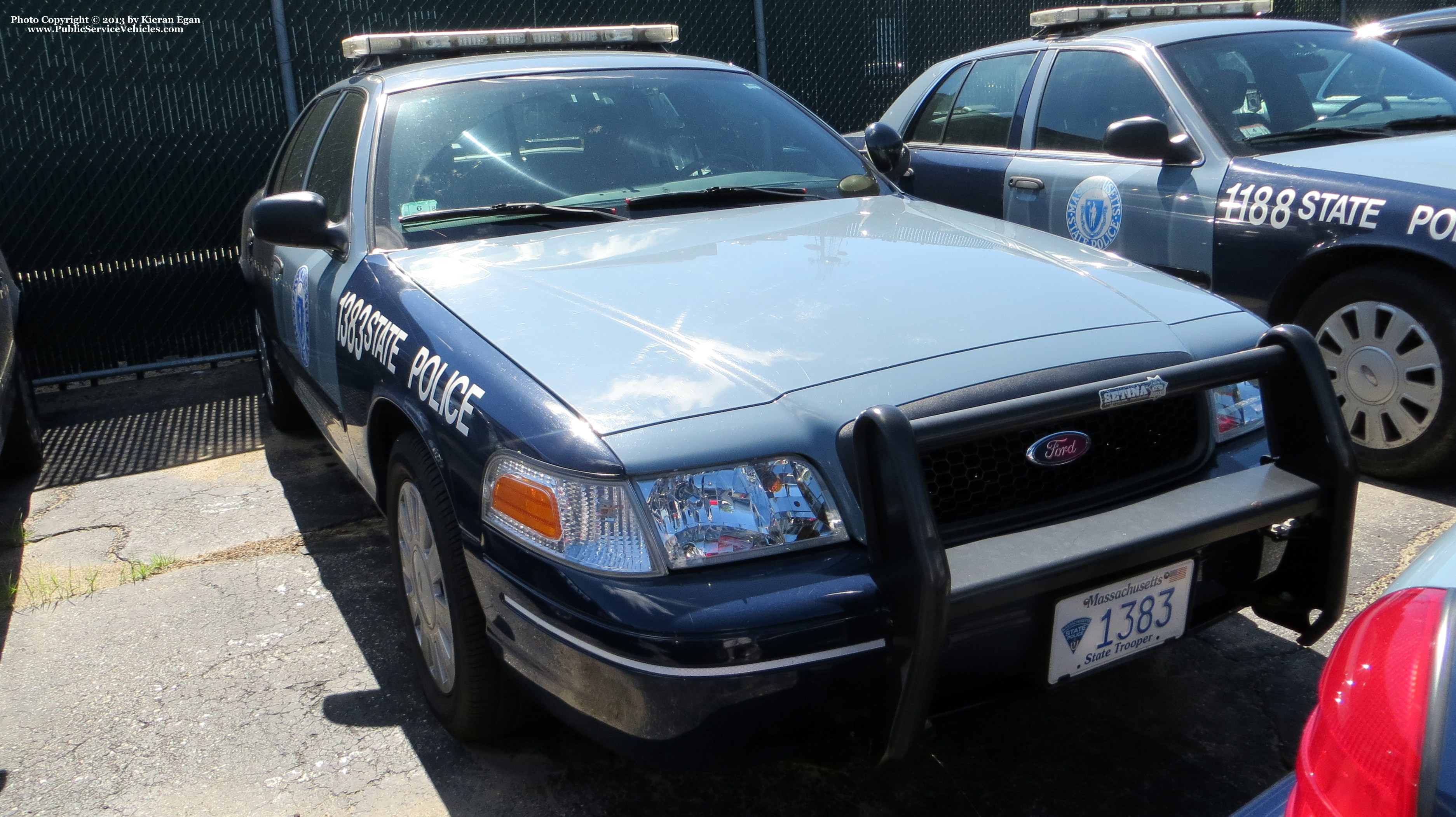 A photo  of Massachusetts State Police
            Cruiser 1383, a 2006-2008 Ford Crown Victoria Police Interceptor             taken by Kieran Egan