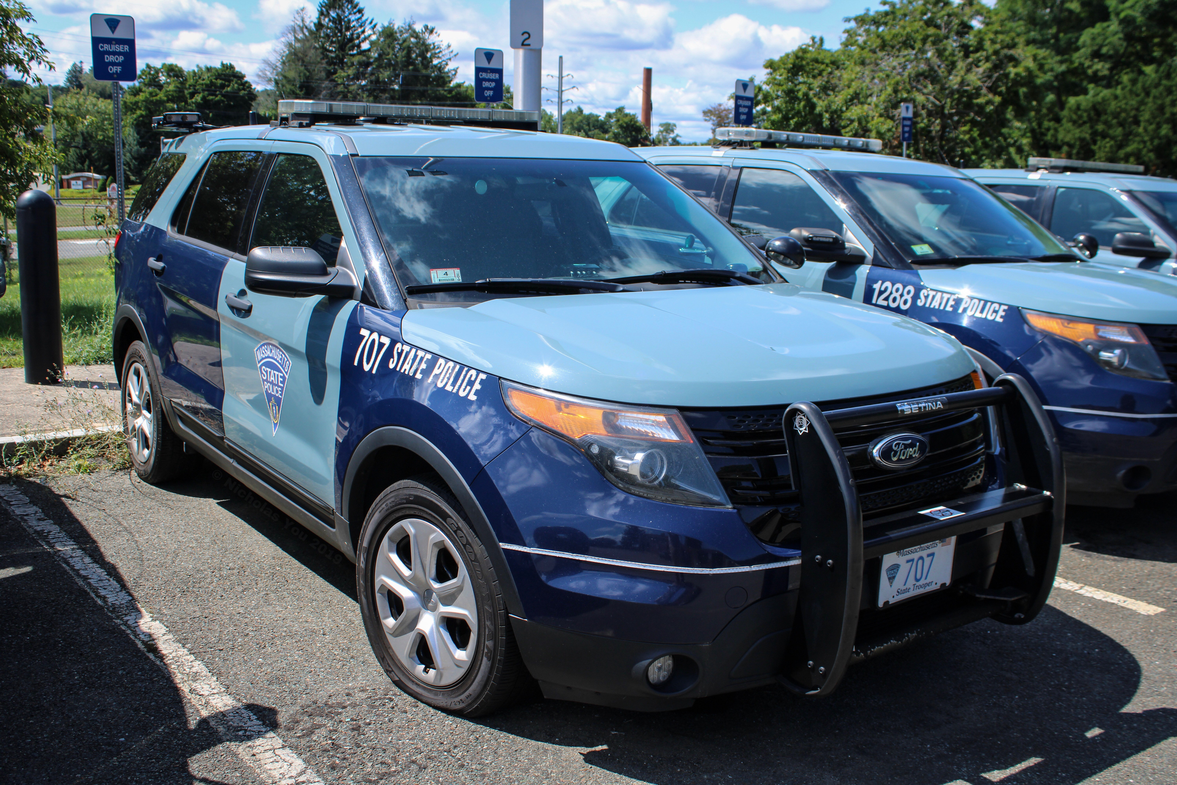 A photo  of Massachusetts State Police
            Cruiser 707, a 2014 Ford Police Interceptor Utility             taken by Nicholas You