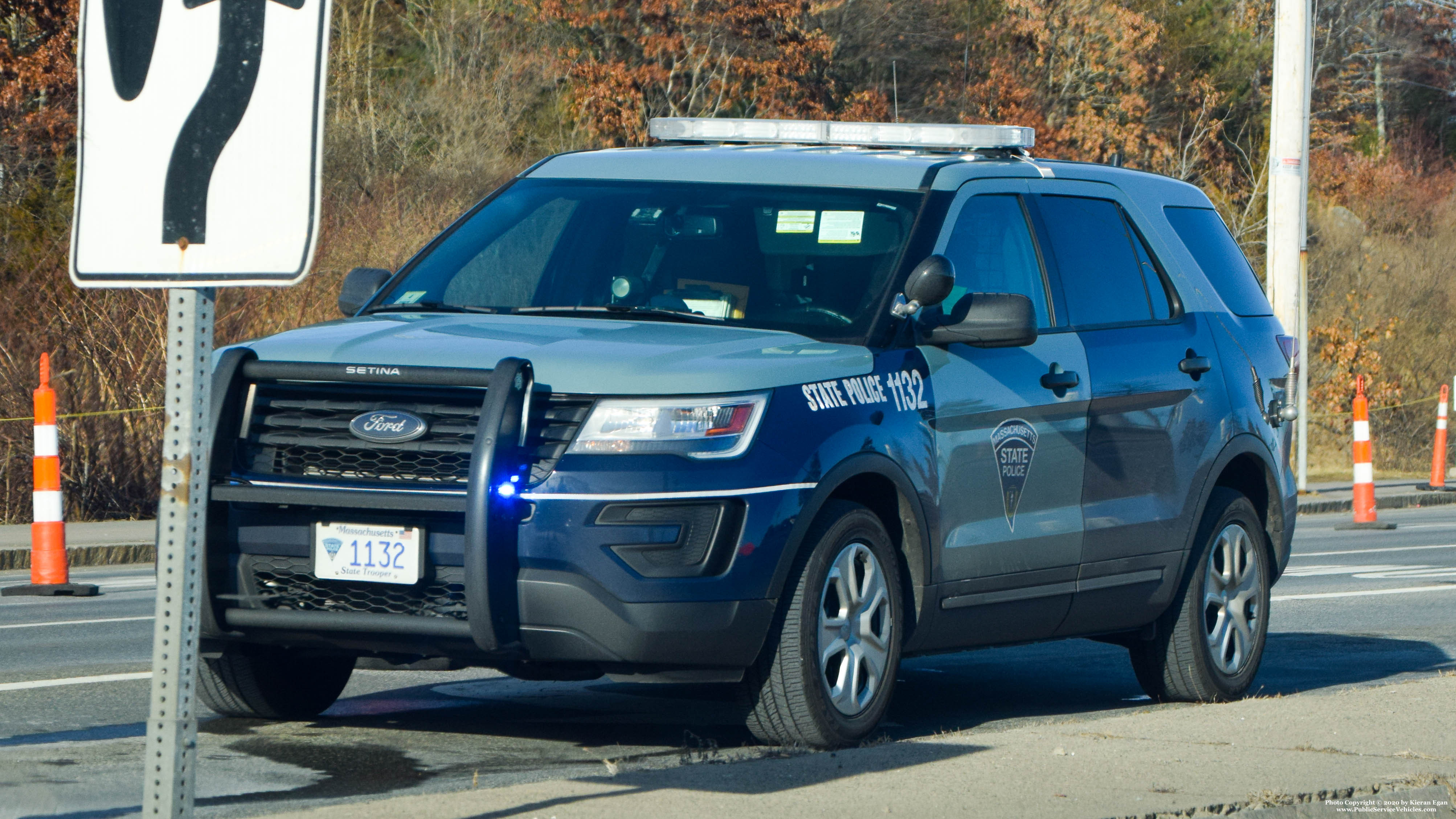 A photo  of Massachusetts State Police
            Cruiser 1132, a 2016-2019 Ford Police Interceptor Utility             taken by Kieran Egan