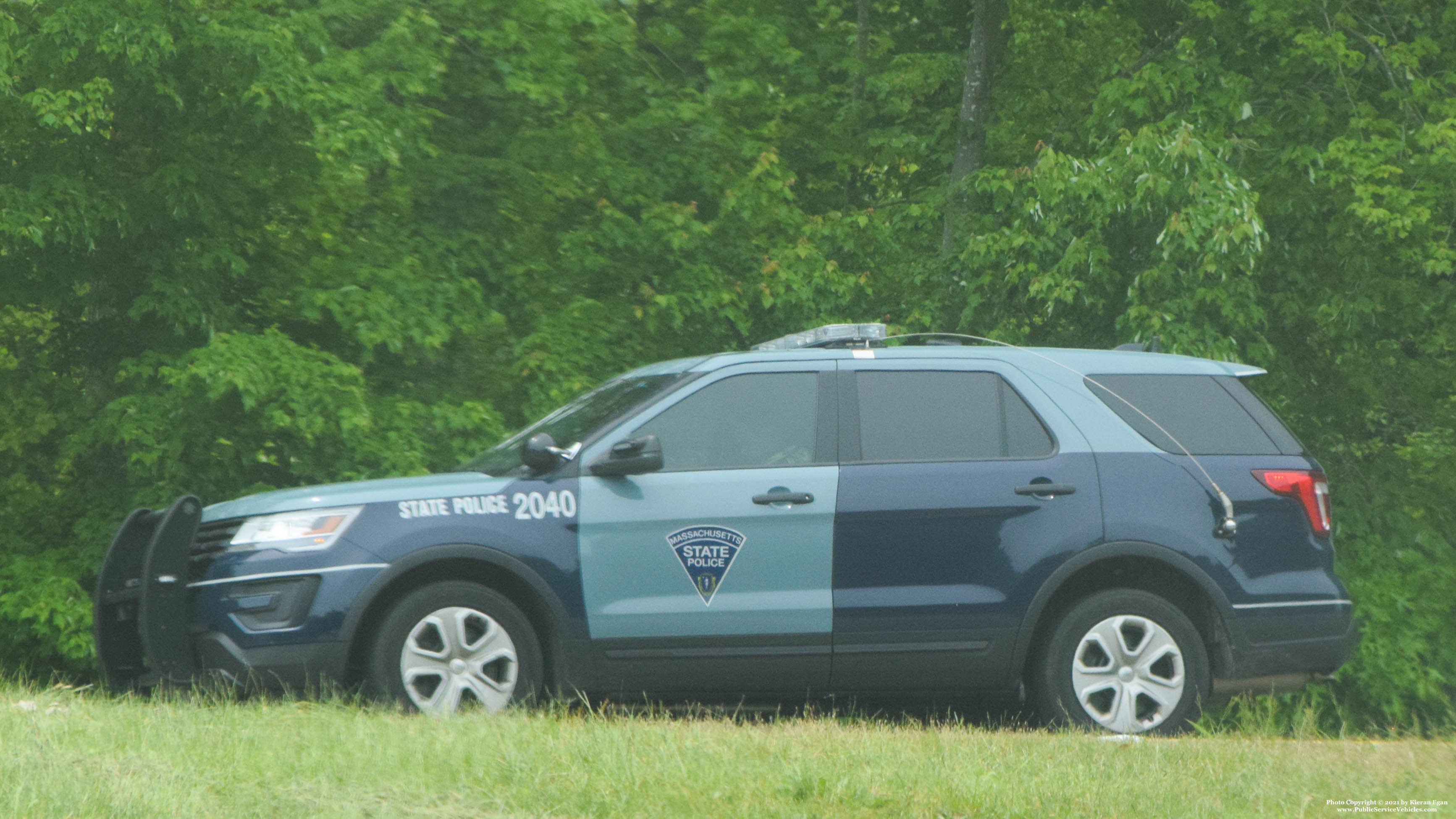 A photo  of Massachusetts State Police
            Cruiser 2040, a 2018 Ford Police Interceptor Utility             taken by Kieran Egan