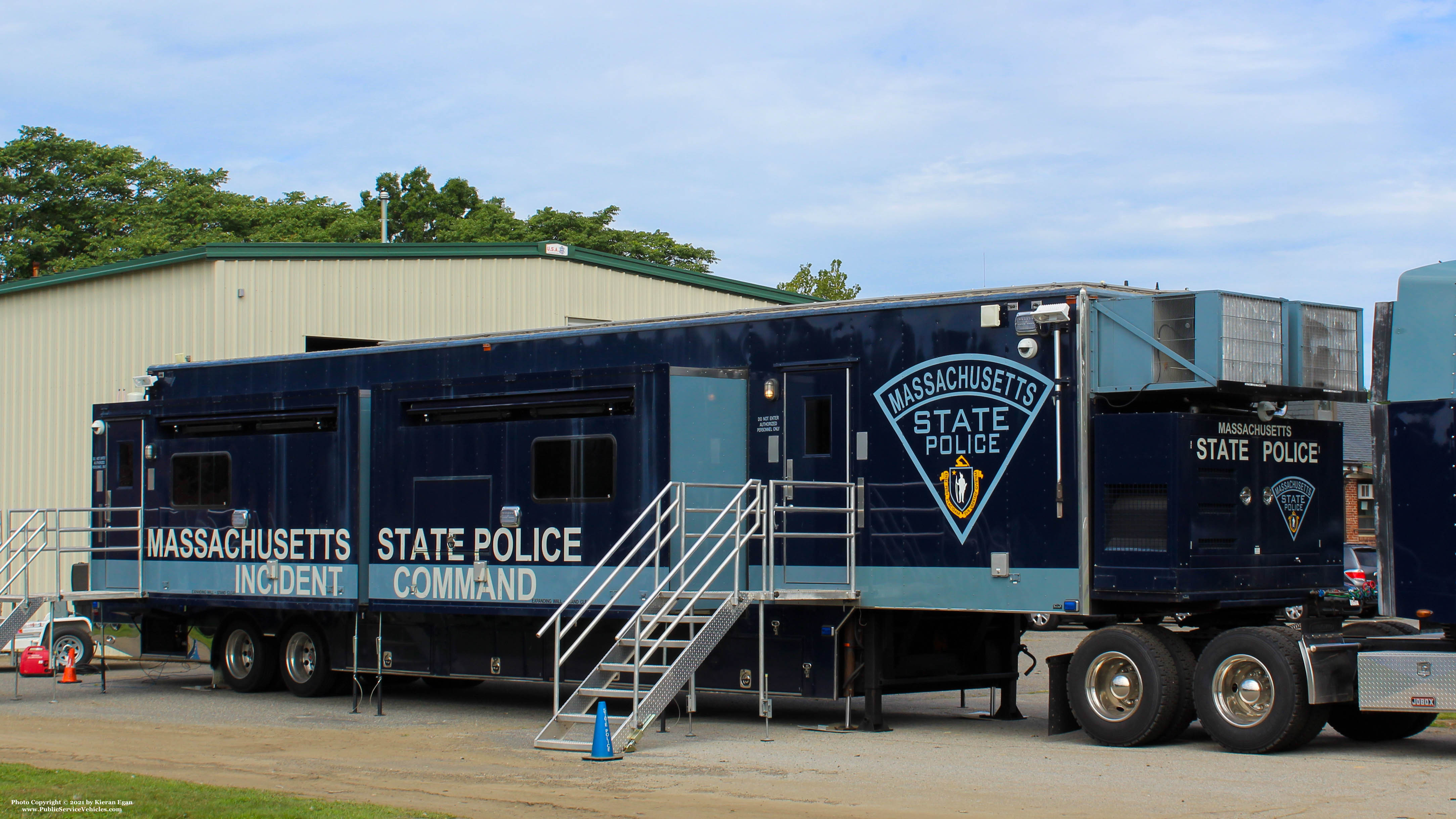 A photo  of Massachusetts State Police
            Incident Command Center 100, a 2004 LDV Mobile Command Center             taken by Kieran Egan