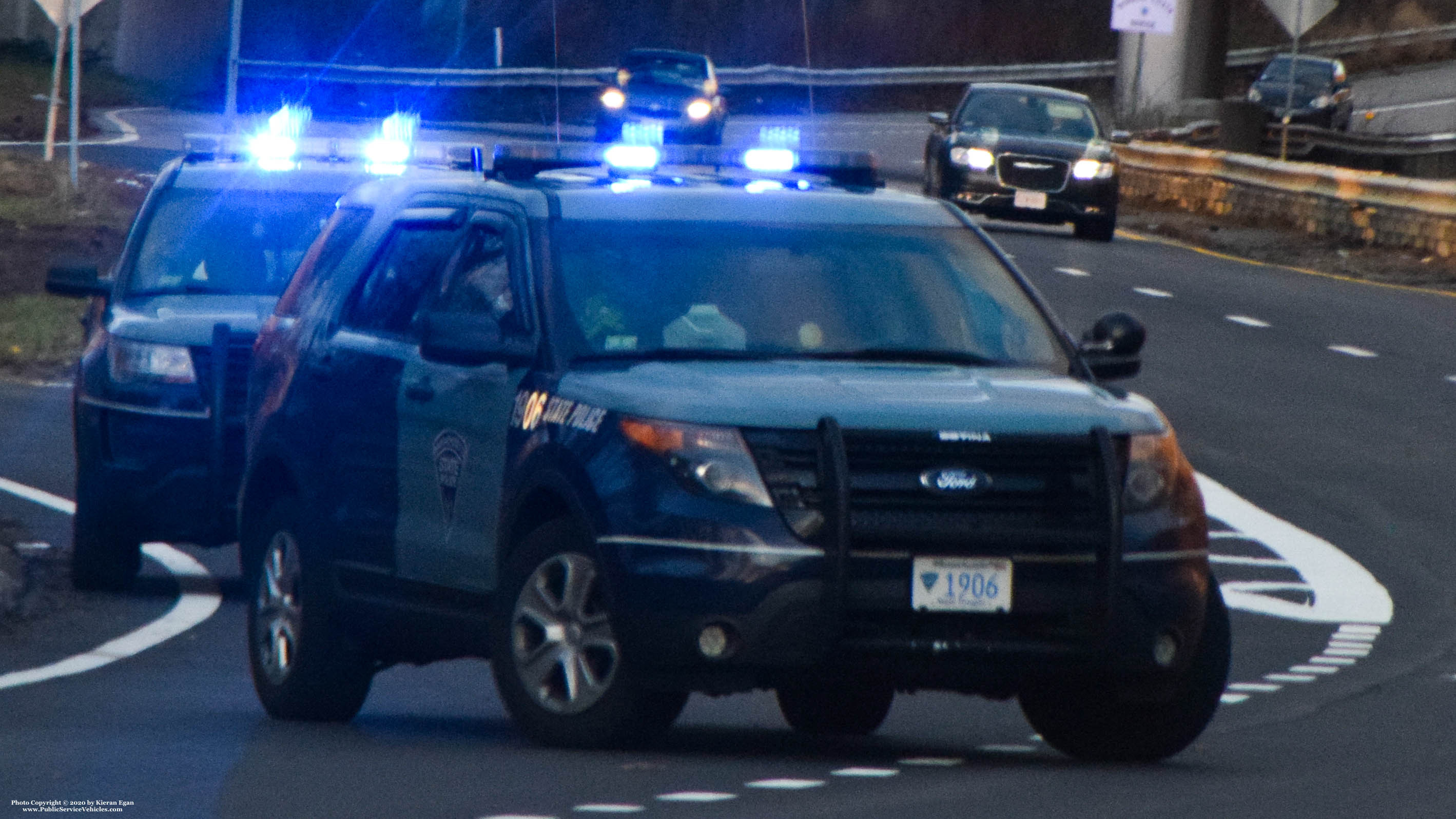 A photo  of Massachusetts State Police
            Cruiser 1906, a 2013-2014 Ford Police Interceptor Utility             taken by Kieran Egan