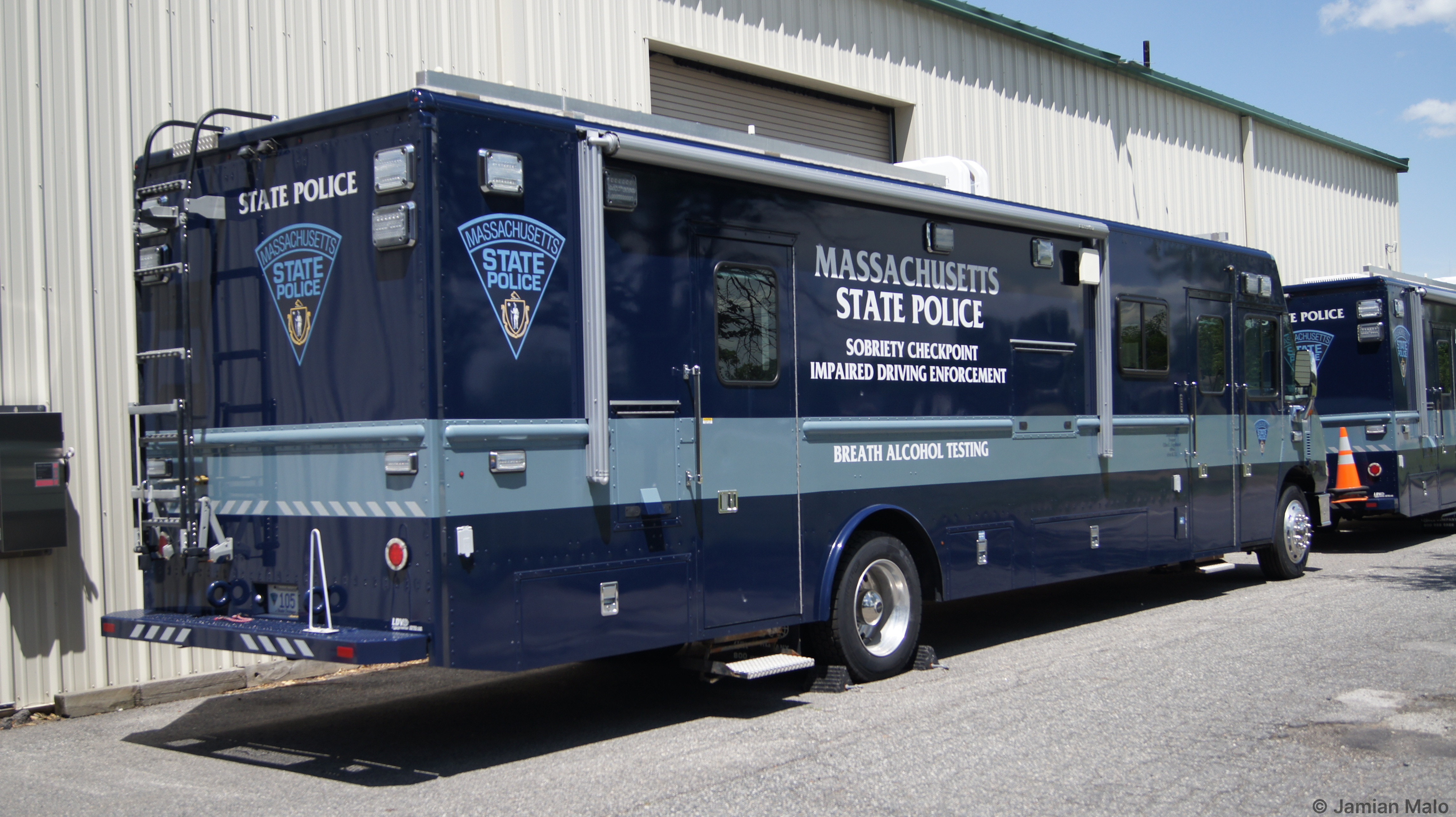 A photo  of Massachusetts State Police
            Blood Alcohol Testing Unit 105, a 2015 Freightliner/LDV             taken by Jamian Malo