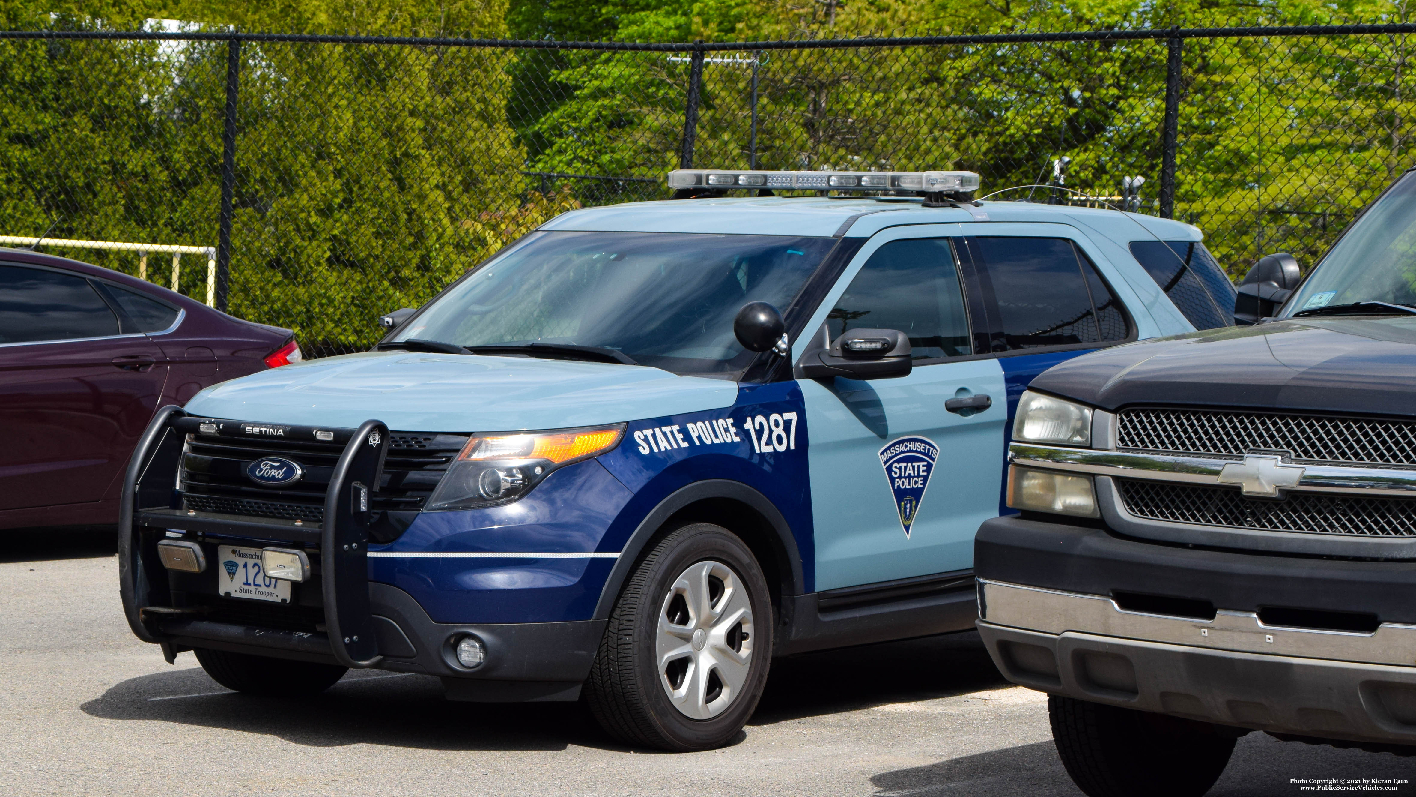 A photo  of Massachusetts State Police
            Cruiser 1287, a 2014 Ford Police Interceptor Utility             taken by Kieran Egan