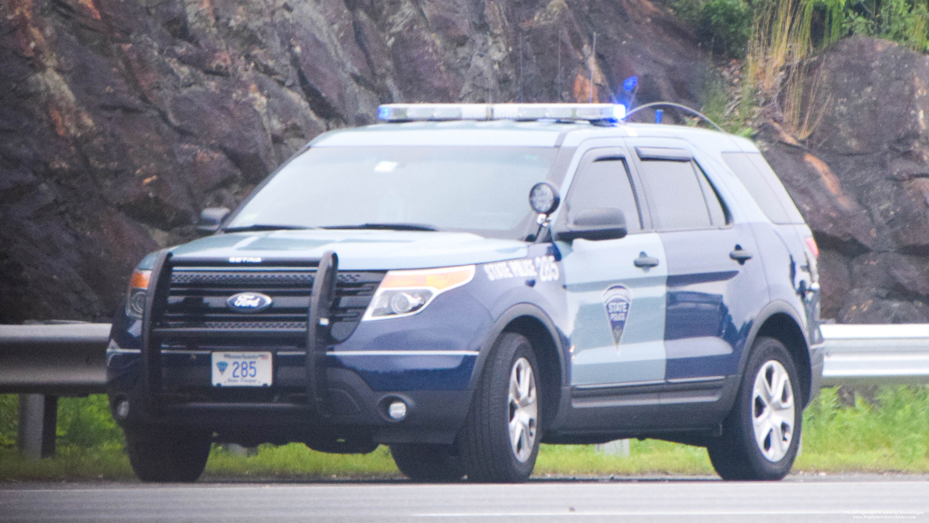 A photo  of Massachusetts State Police
            Cruiser 285, a 2015 Ford Police Interceptor Utility             taken by Kieran Egan