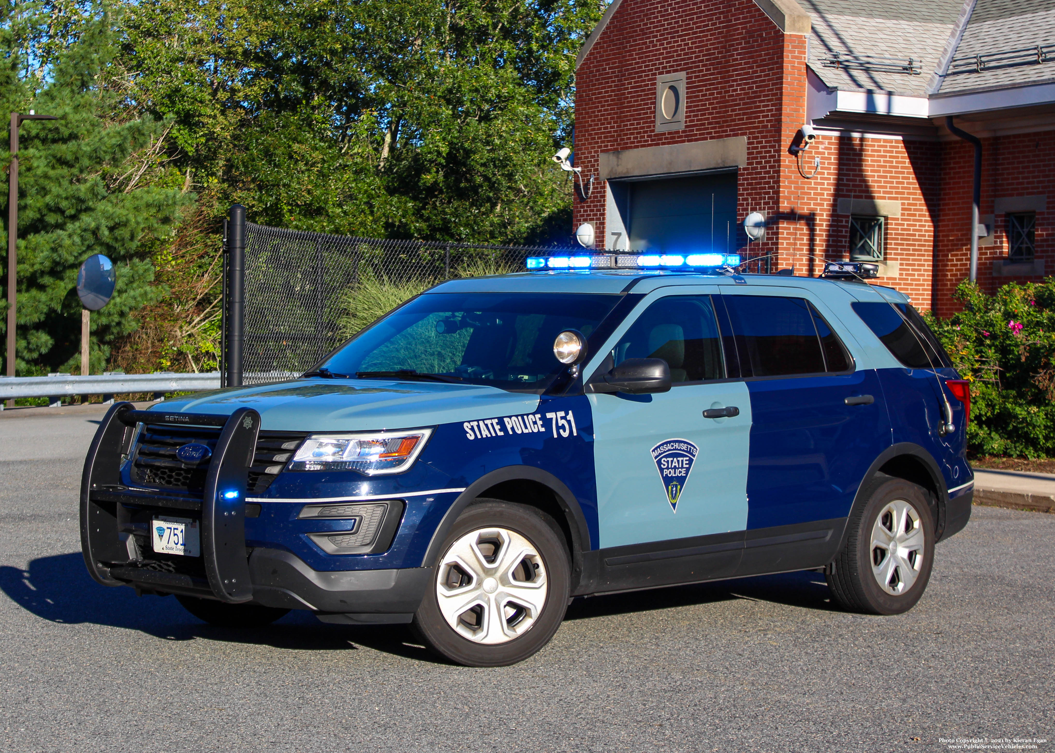 A photo  of Massachusetts State Police
            Cruiser 751, a 2019 Ford Police Interceptor Utility             taken by Kieran Egan