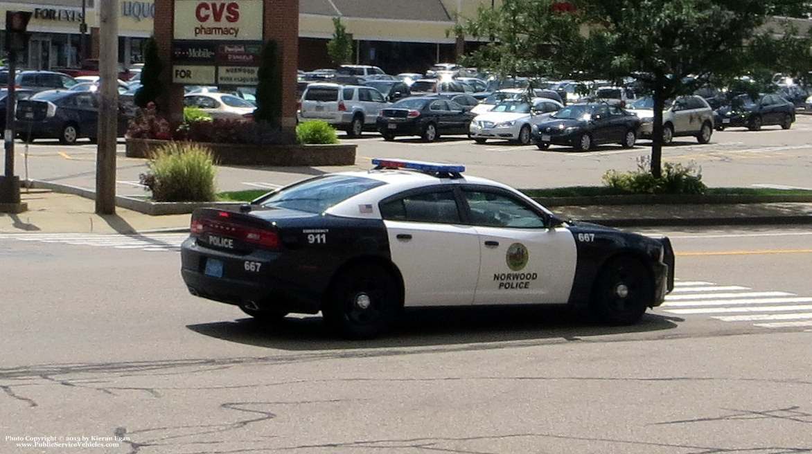 A photo  of Norwood Police
            Cruiser 667, a 2011-2013 Dodge Charger             taken by Kieran Egan