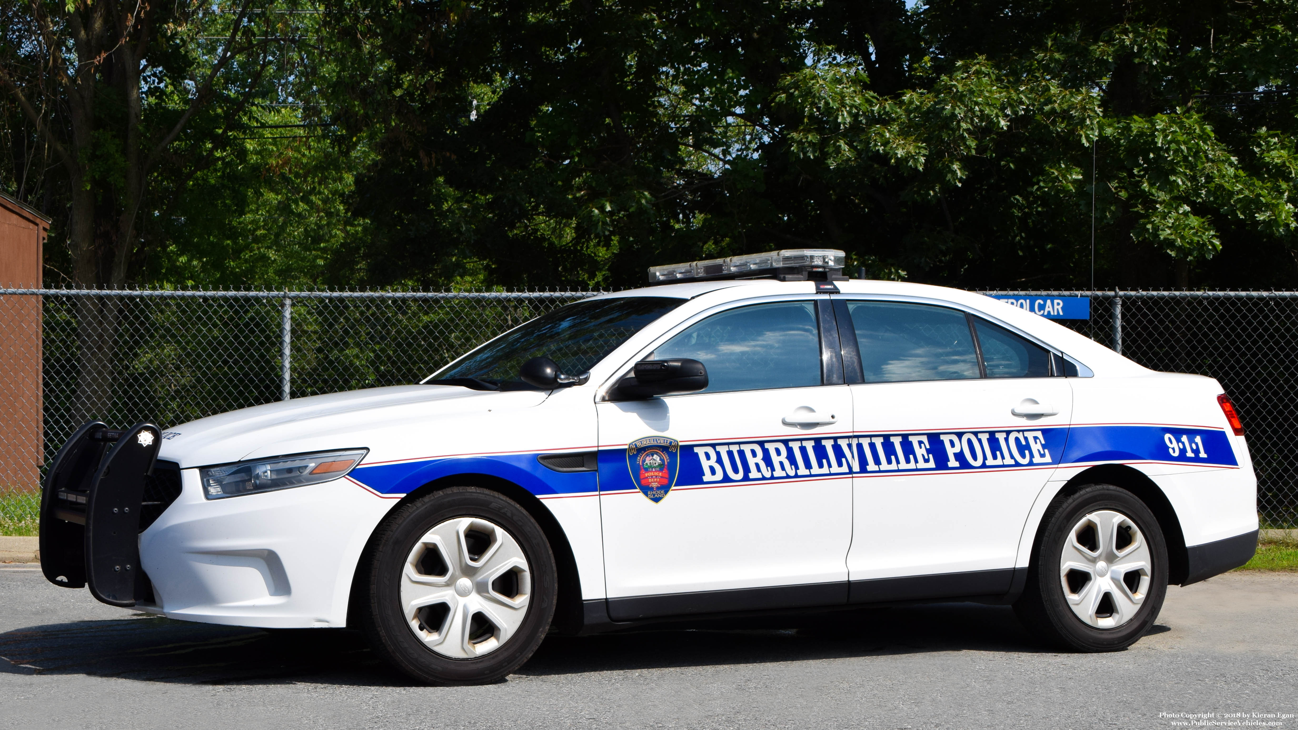 A photo  of Burrillville Police
            Cruiser 395, a 2018 Ford Police Interceptor Sedan             taken by Kieran Egan
