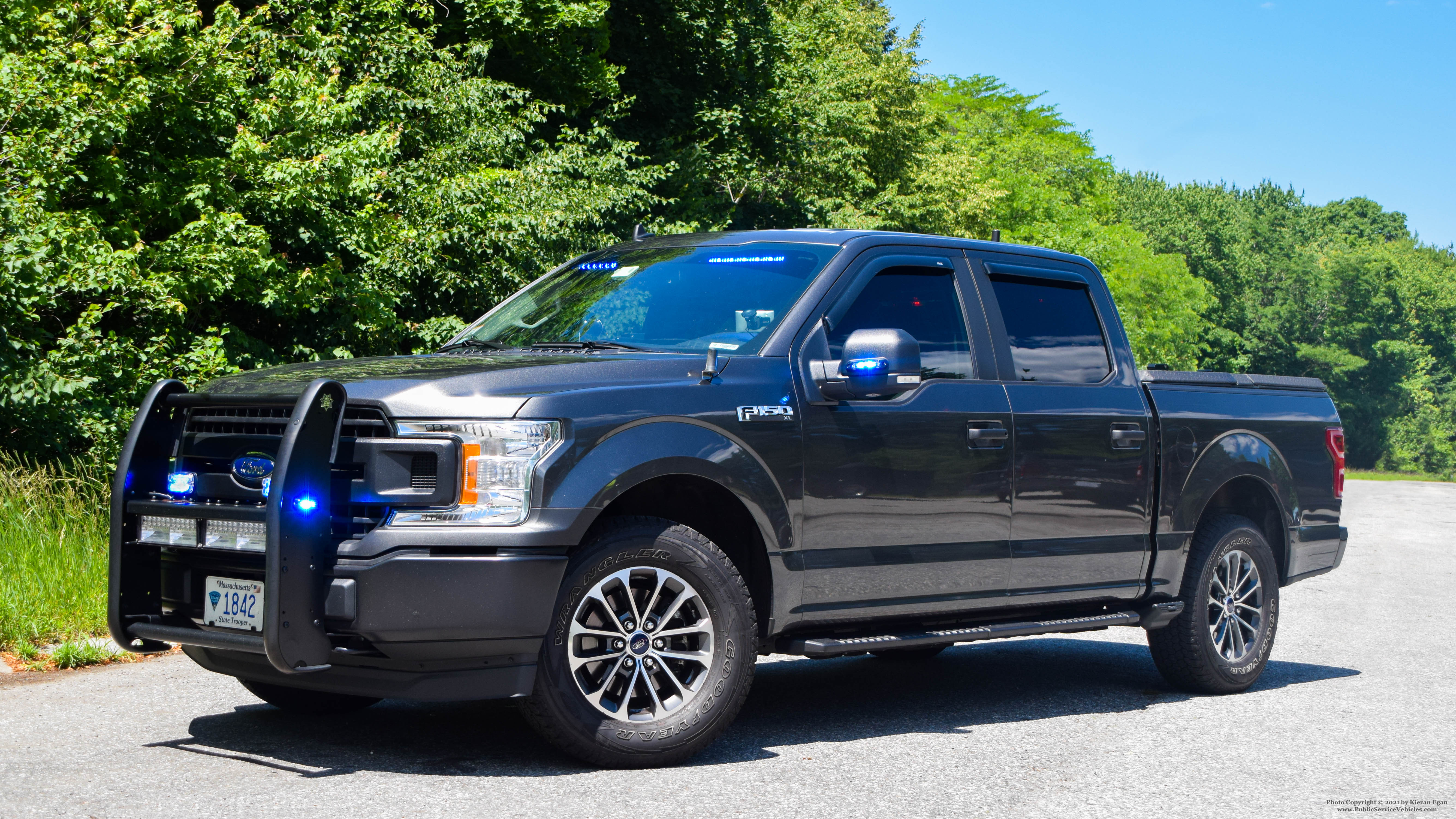 A photo  of Massachusetts State Police
            Cruiser 1842T, a 2020 Ford F-150 Police Responder             taken by Kieran Egan