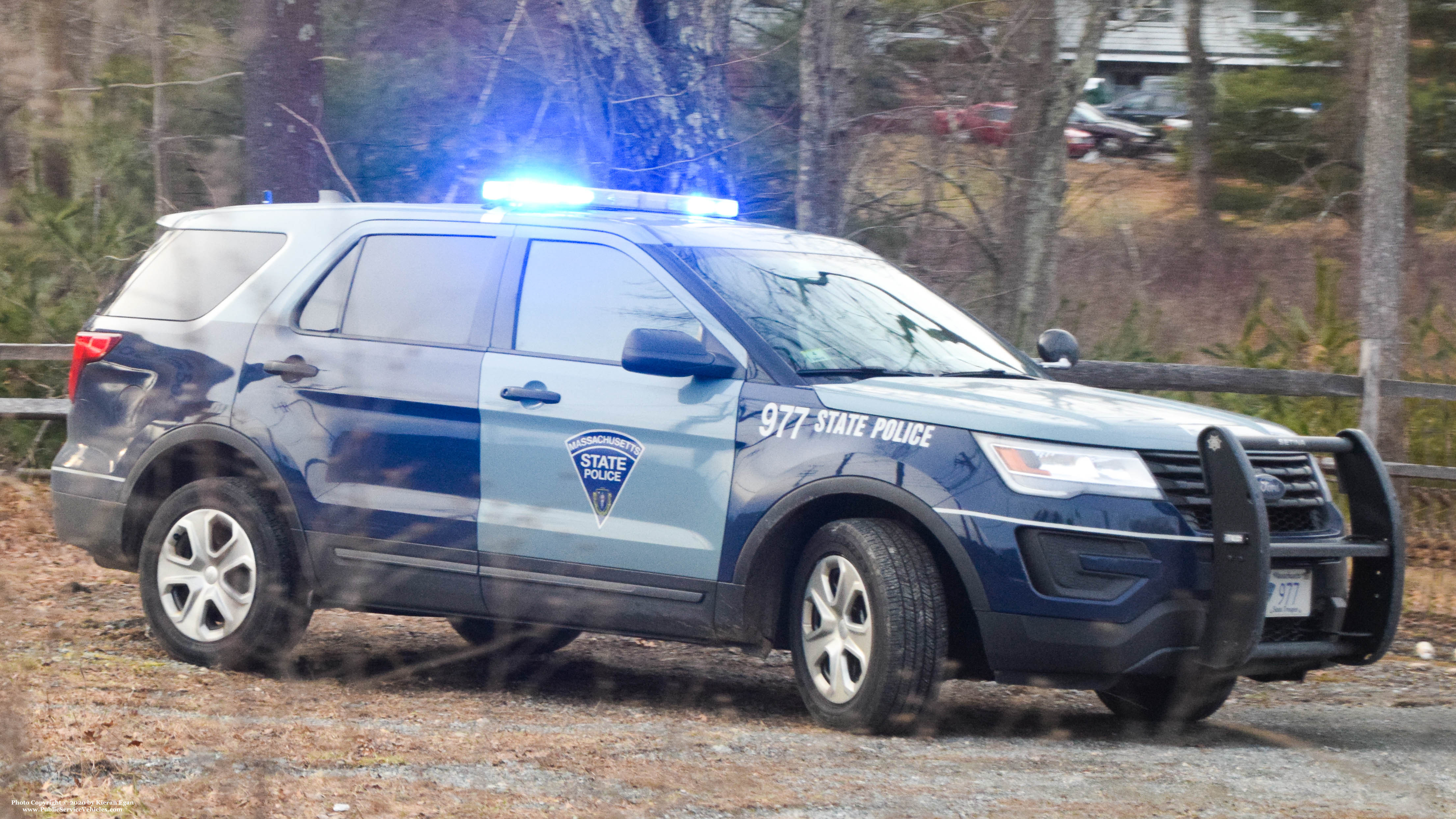 A photo  of Massachusetts State Police
            Cruiser 977, a 2017 Ford Police Interceptor Utility             taken by Kieran Egan