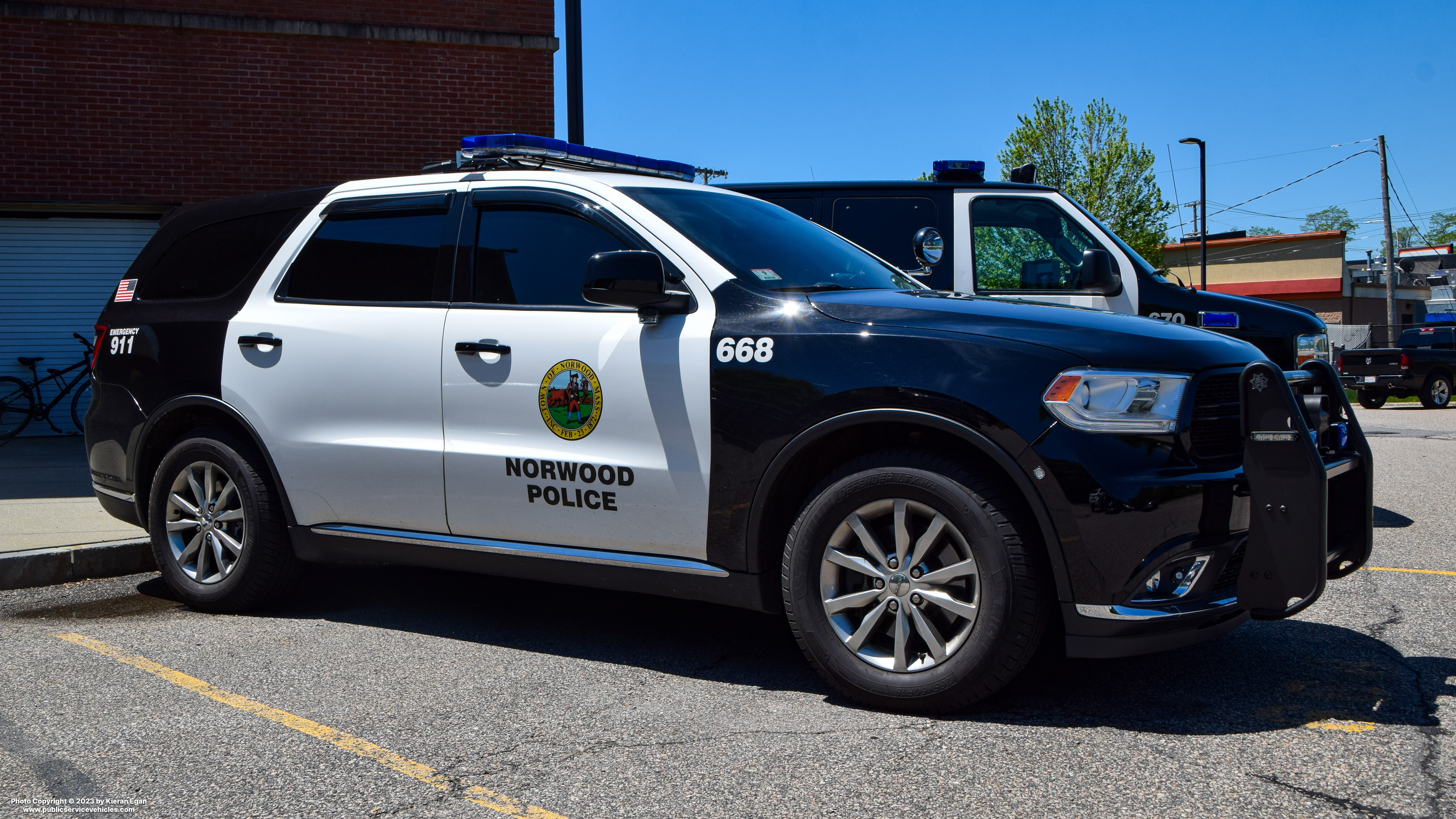 A photo  of Norwood Police
            Cruiser 668, a 2014-2017 Dodge Durango             taken by Kieran Egan