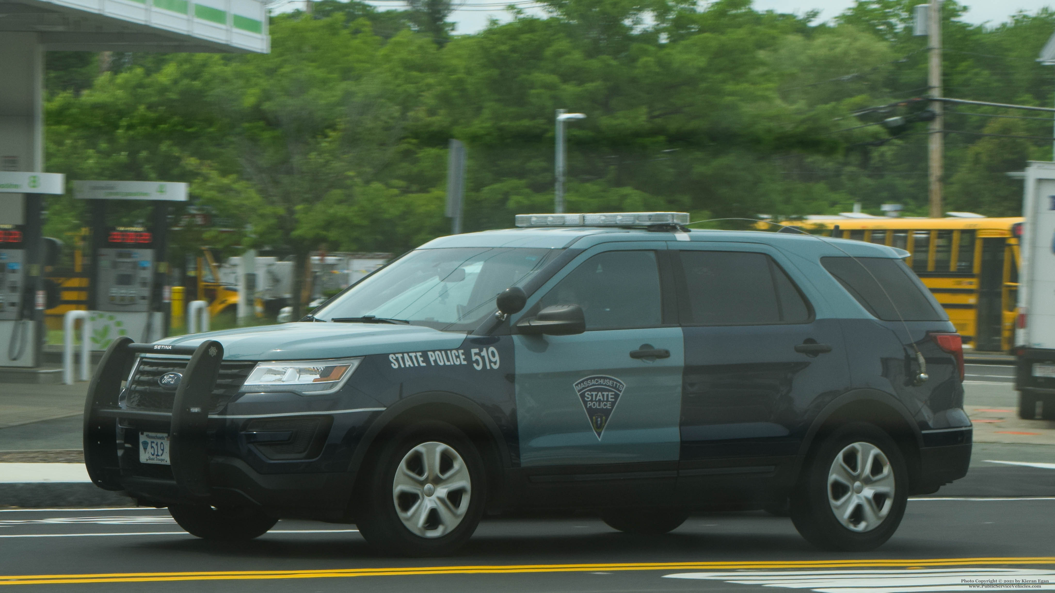 A photo  of Massachusetts State Police
            Cruiser 519, a 2016 Ford Police Interceptor Utility             taken by Kieran Egan