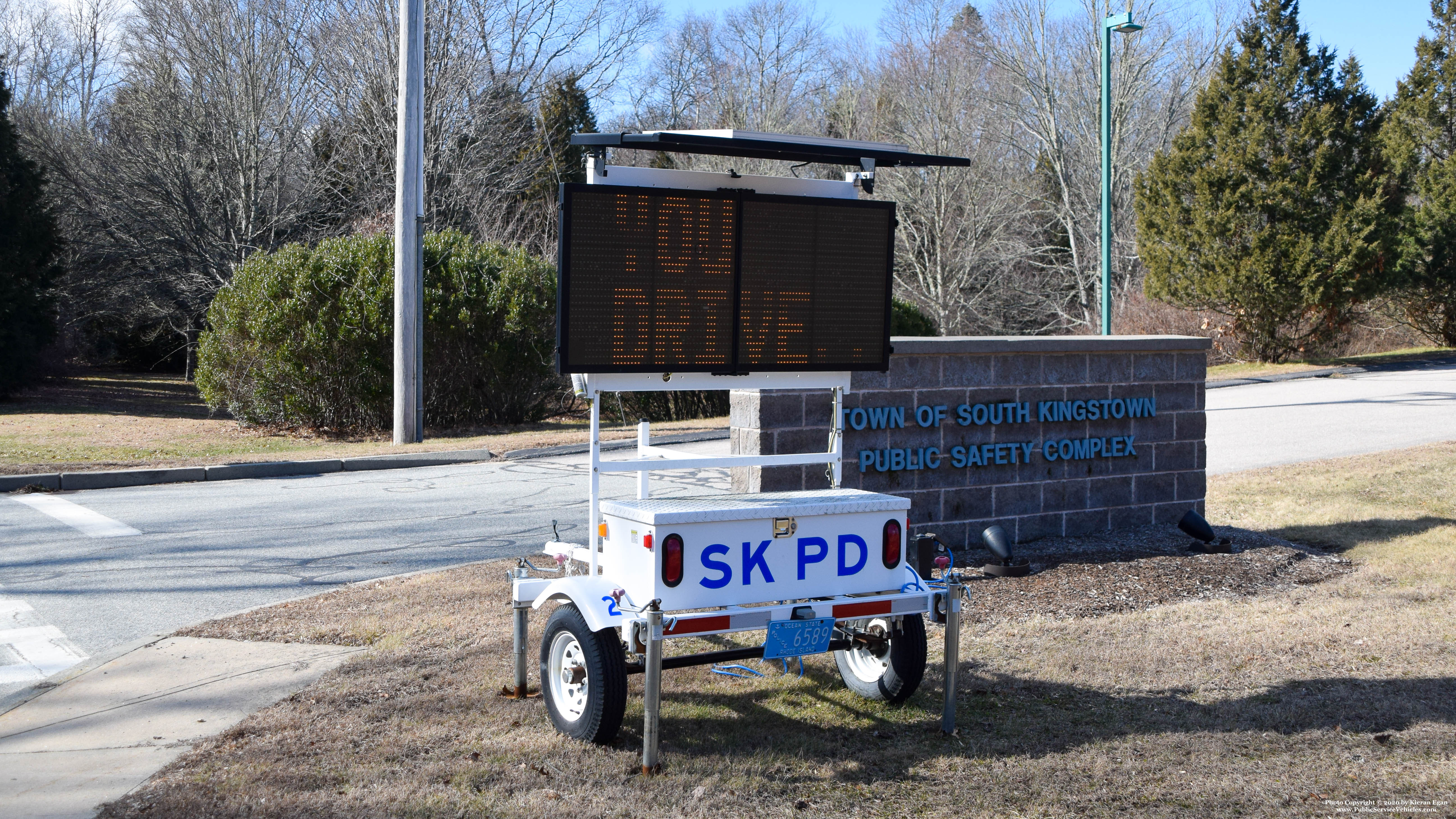 A photo  of South Kingstown Police
            Message Trailer 2, a 2006-2010 All Traffic Solutions Speed Trailer             taken by Kieran Egan