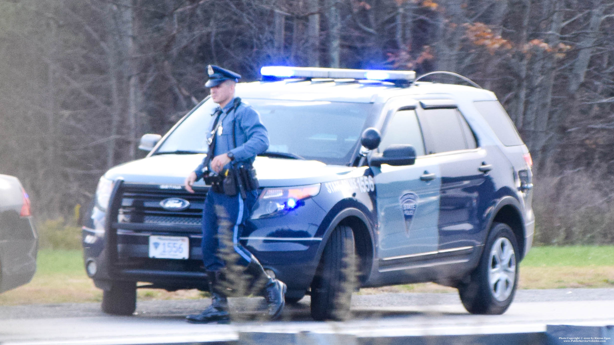 A photo  of Massachusetts State Police
            Cruiser 1556, a 2015 Ford Police Interceptor Utility             taken by Kieran Egan