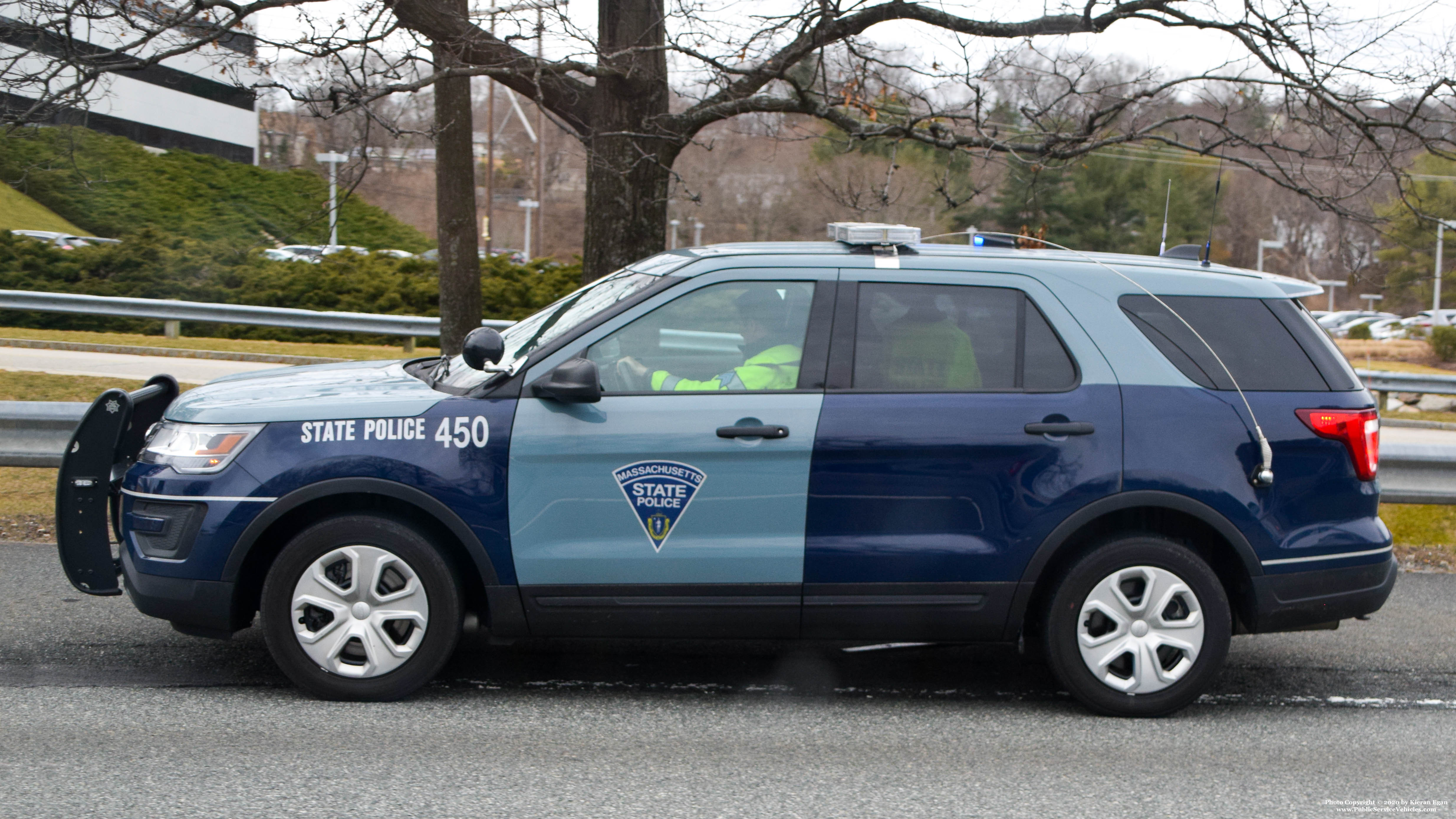 A photo  of Massachusetts State Police
            Cruiser 450, a 2016-2019 Ford Police Interceptor Utility             taken by Kieran Egan