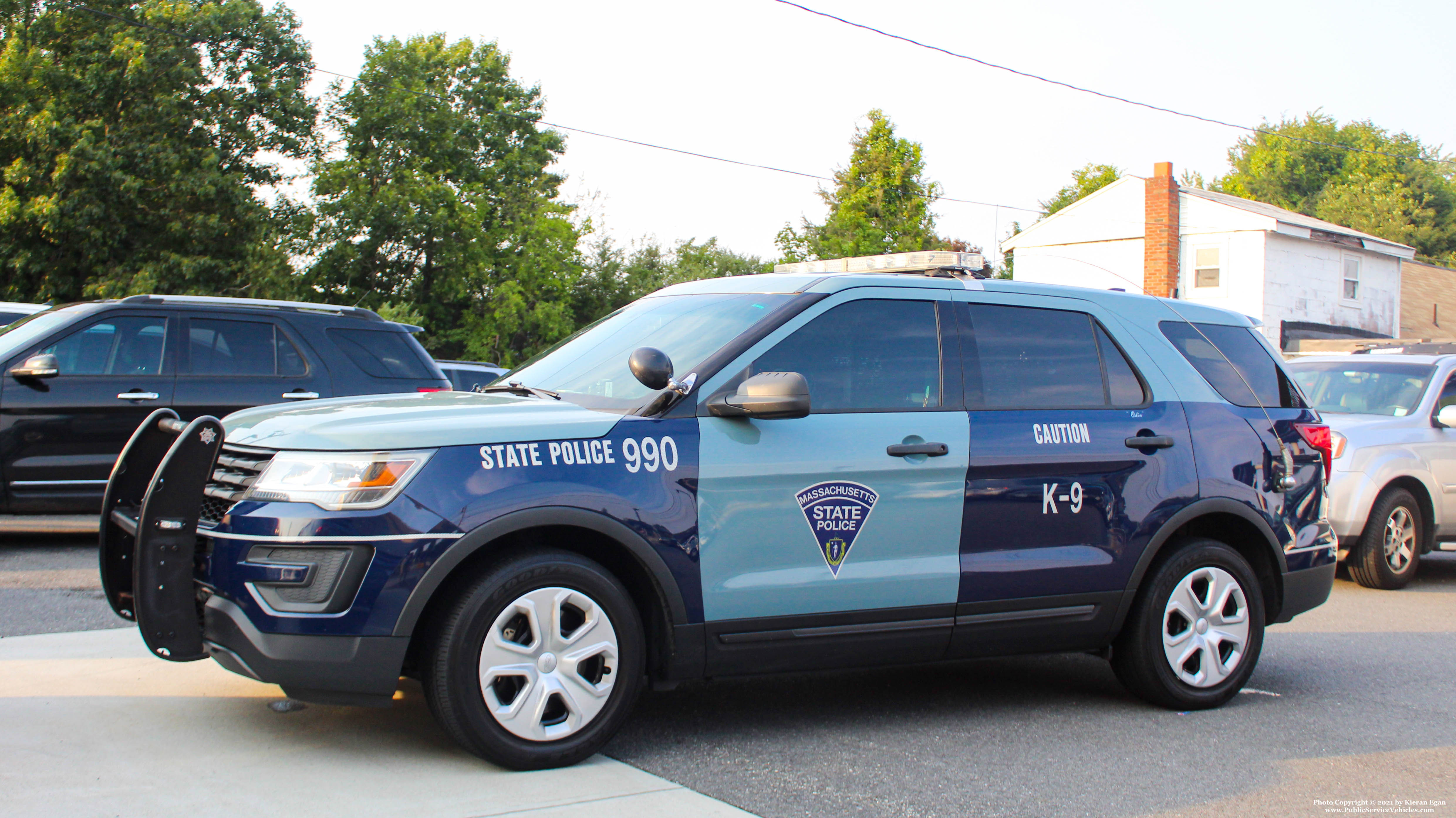 A photo  of Massachusetts State Police
            Cruiser 990, a 2016 Ford Police Interceptor Utility             taken by Kieran Egan