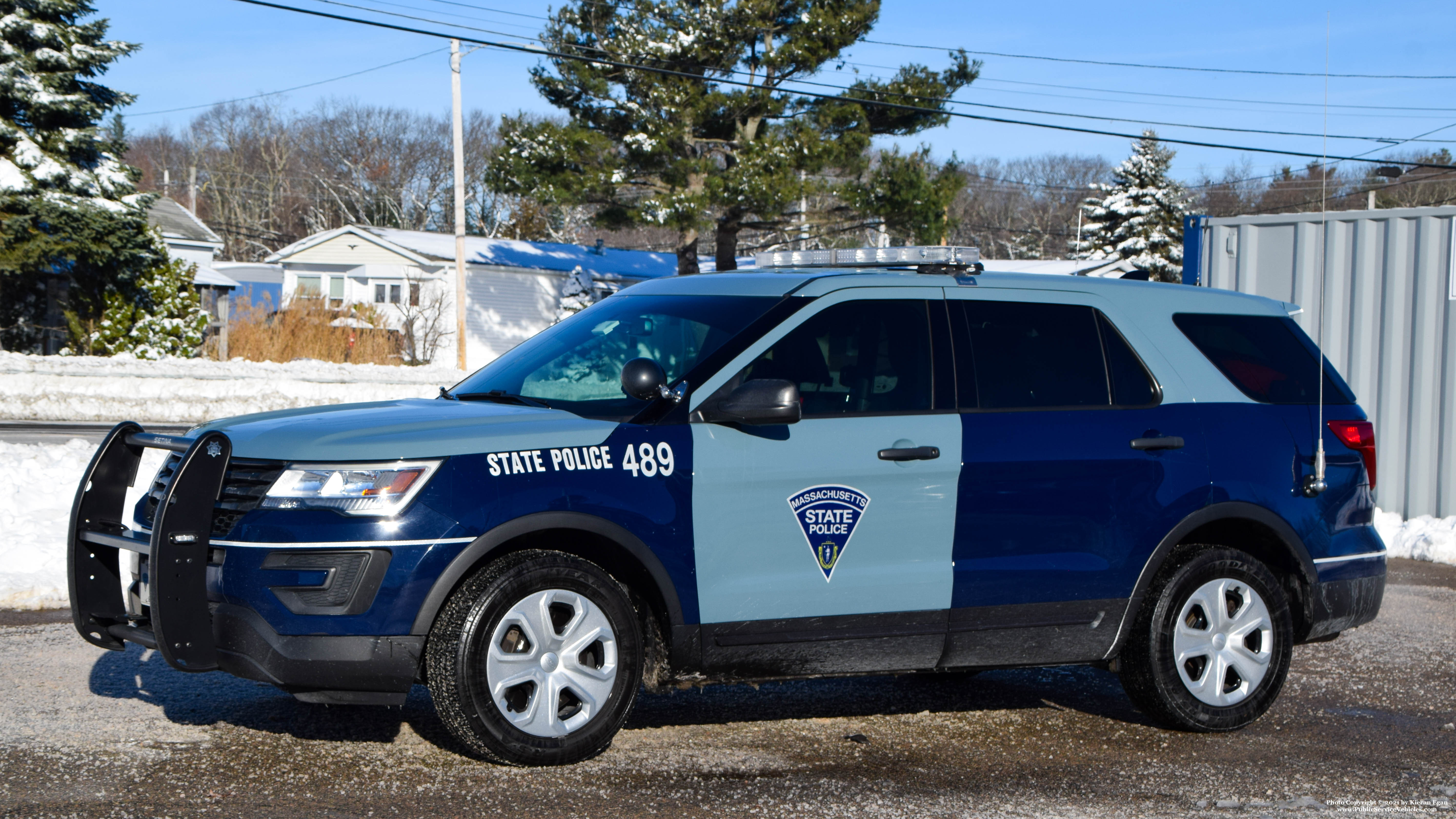 A photo  of Massachusetts State Police
            Cruiser 489, a 2017 Ford Police Interceptor Utility             taken by Kieran Egan
