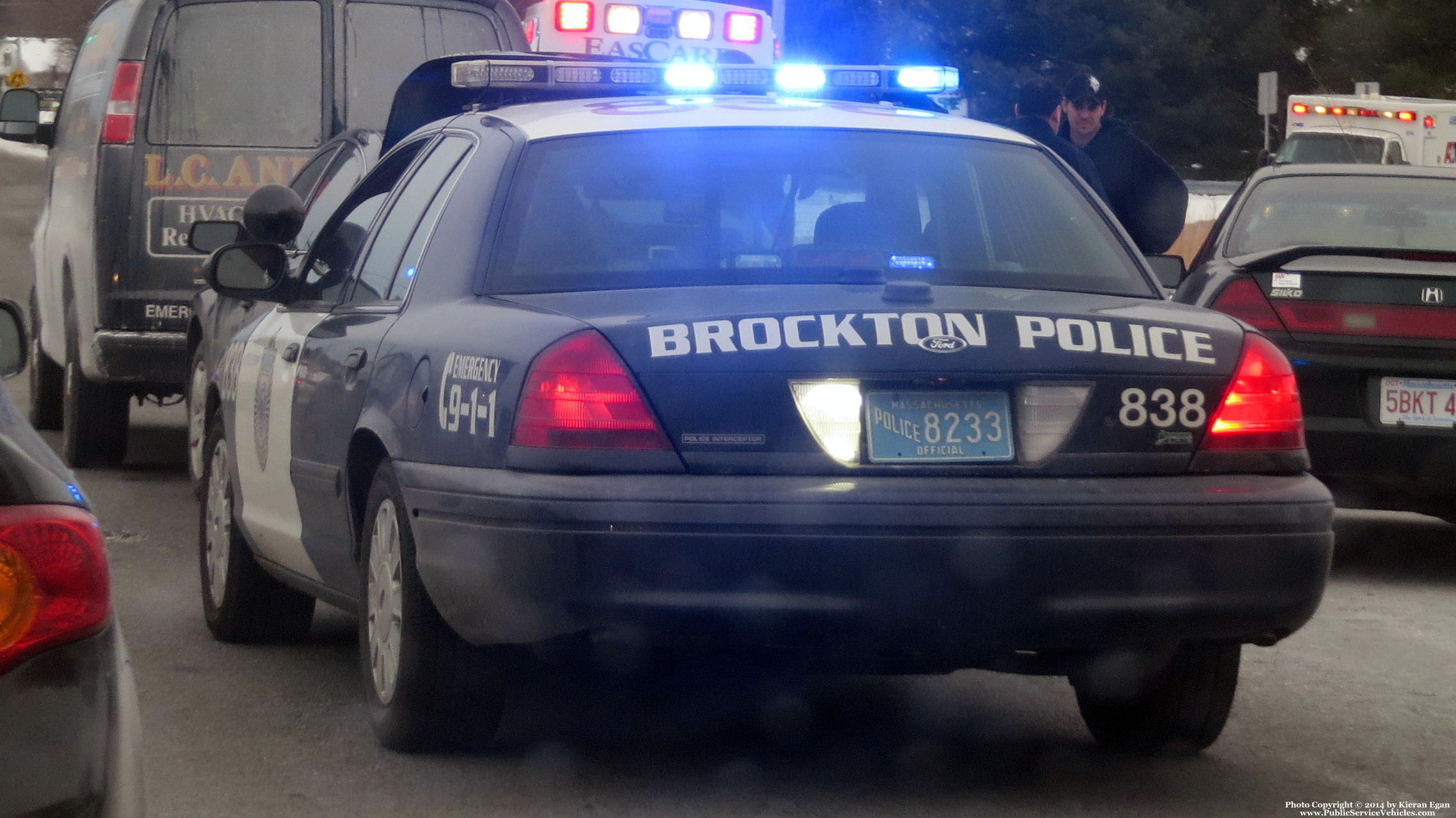 A photo  of Brockton Police
            Cruiser 838, a 2010 Ford Crown Victoria Police Interceptor             taken by Kieran Egan