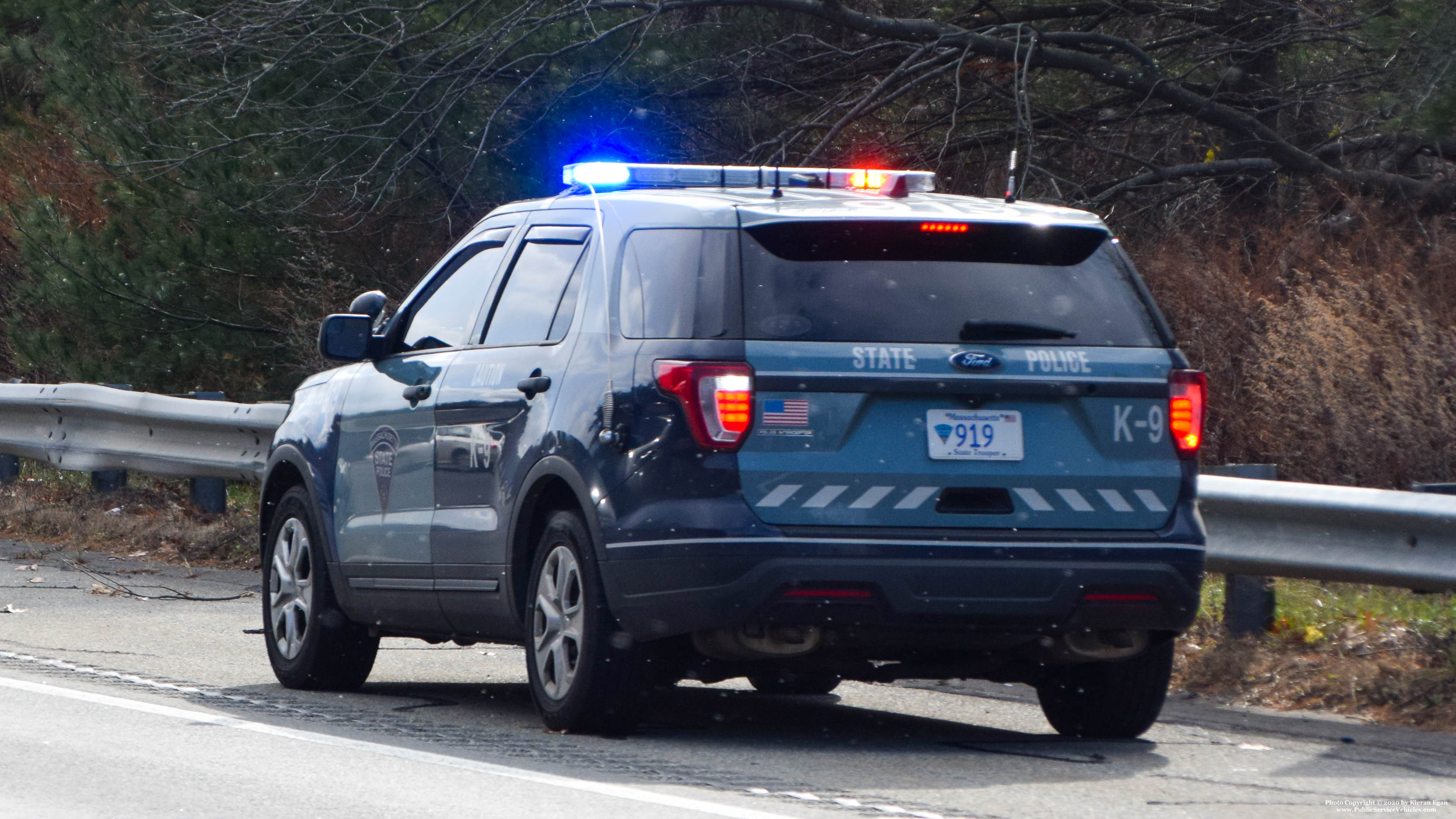 A photo  of Massachusetts State Police
            Cruiser 919, a 2016-2019 Ford Police Interceptor Utility             taken by Kieran Egan