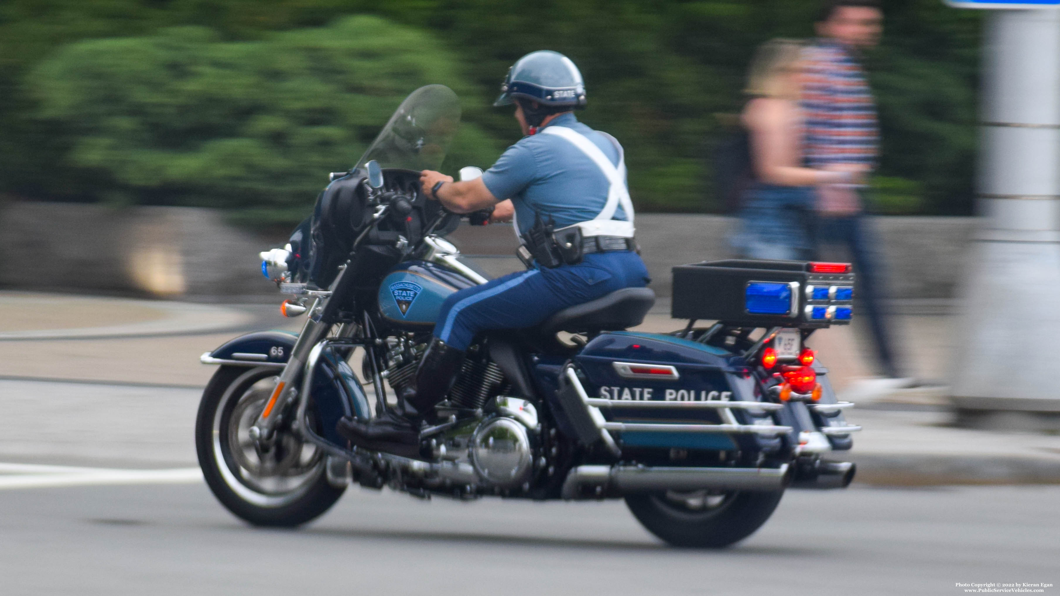 A photo  of Massachusetts State Police
            Motorcycle 65F, a 2020 Harley Davidson Electra Glide             taken by Kieran Egan