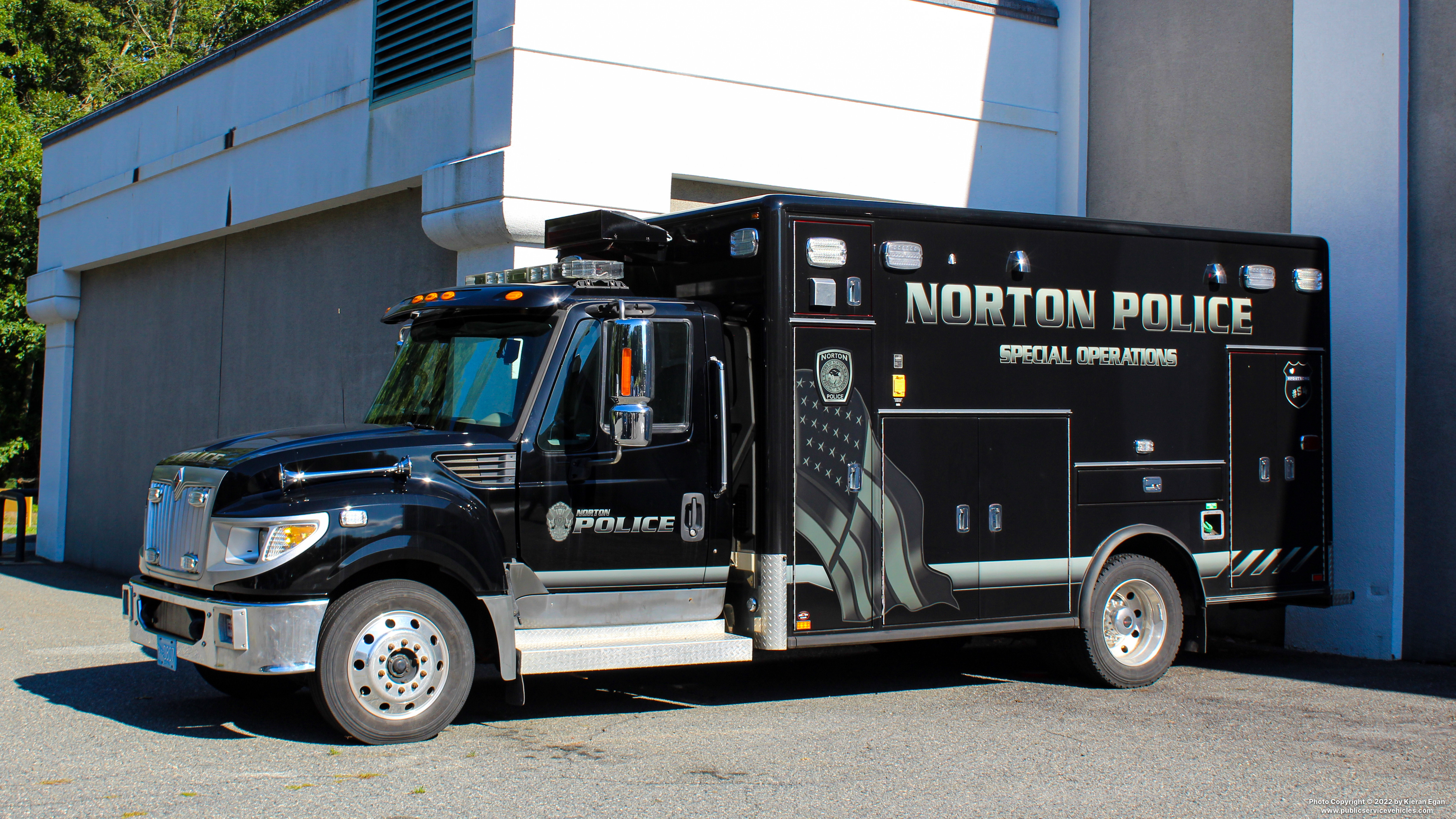 A photo  of Norton Police
            Special Operations Unit, a 2011 International TerraStar/Horton             taken by Kieran Egan