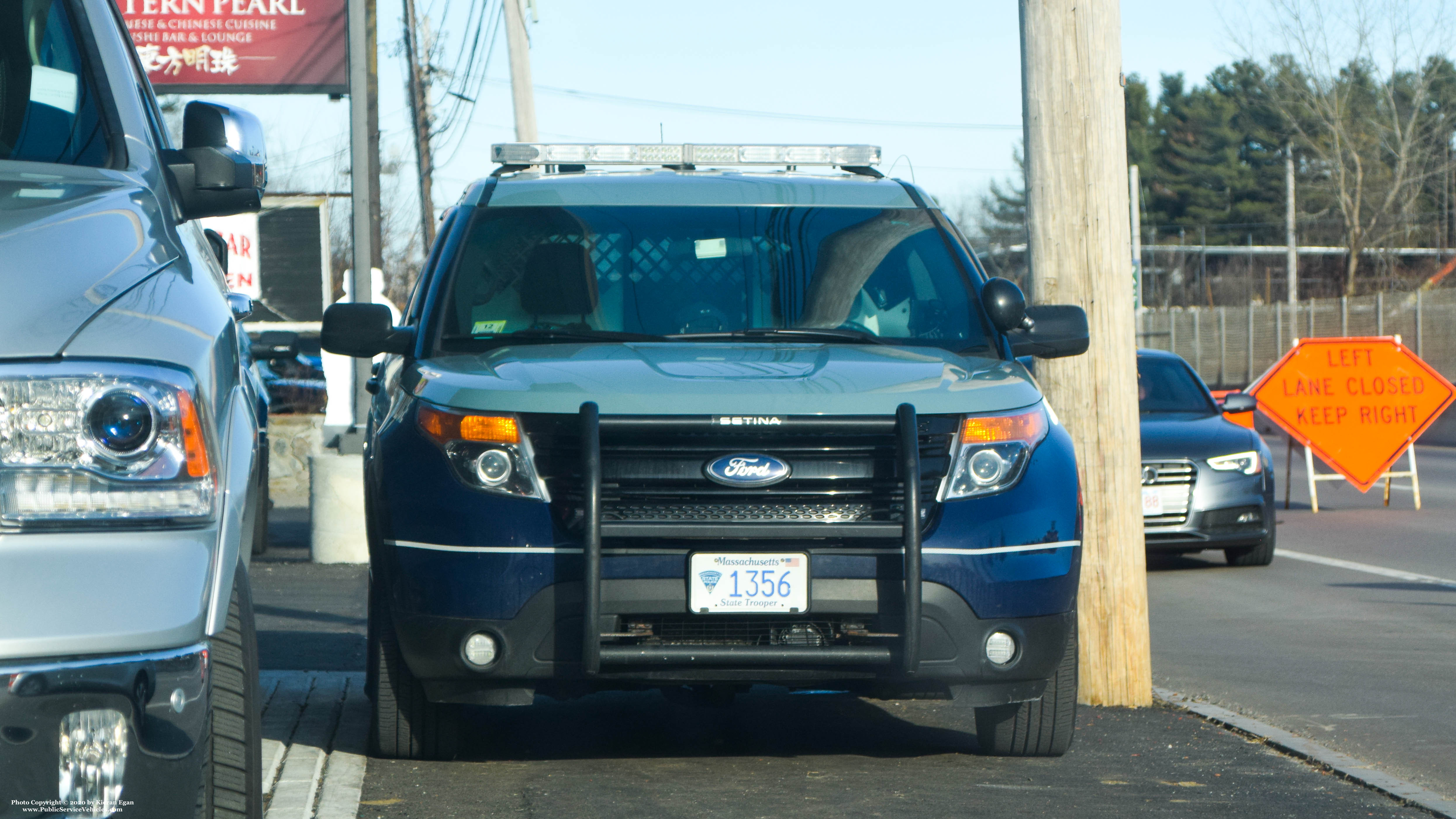 A photo  of Massachusetts State Police
            Cruiser 1356, a 2015 Ford Police Interceptor Utility             taken by Kieran Egan