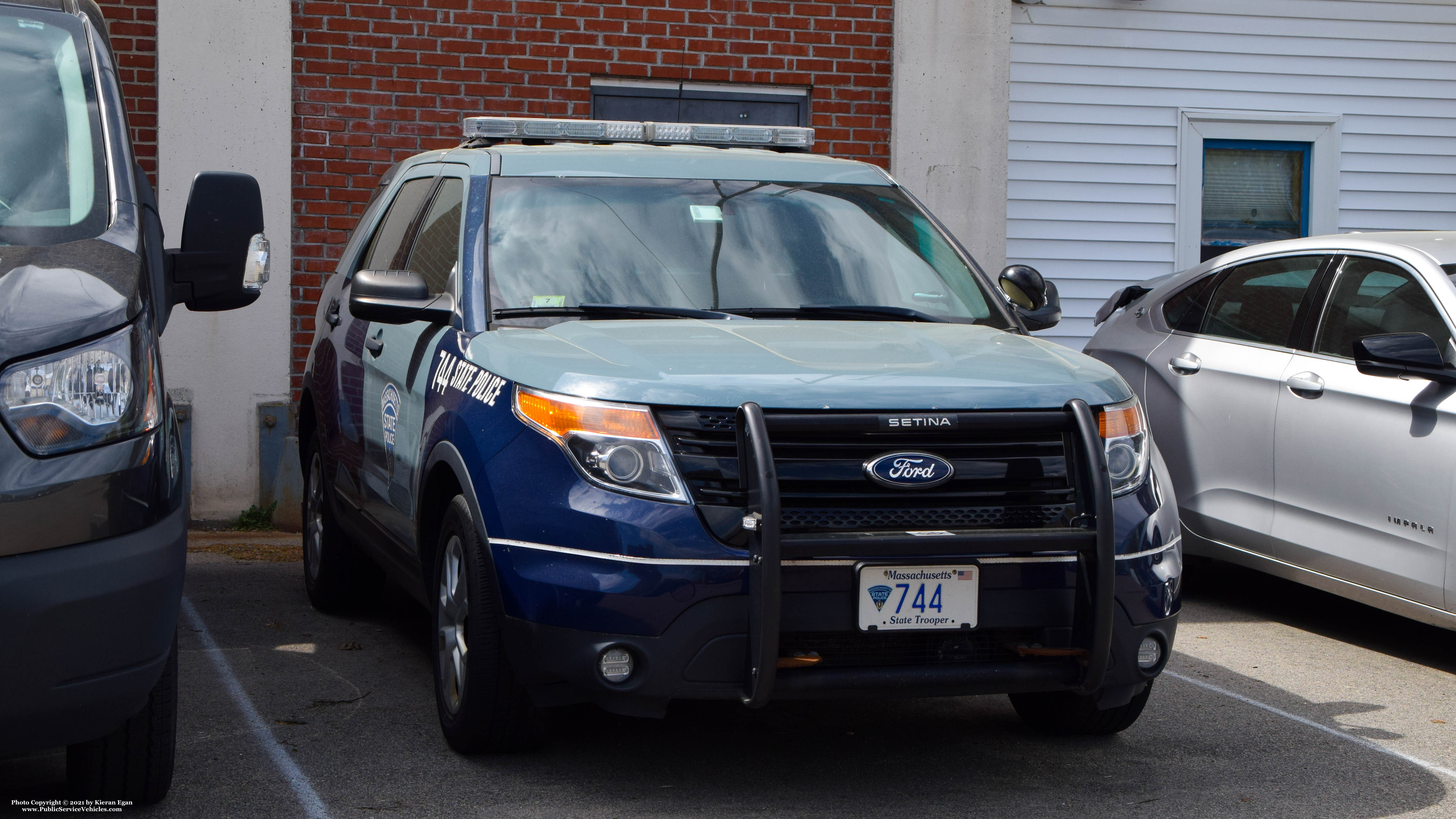 A photo  of Massachusetts State Police
            Cruiser 744, a 2015 Ford Police Interceptor Utility             taken by Kieran Egan