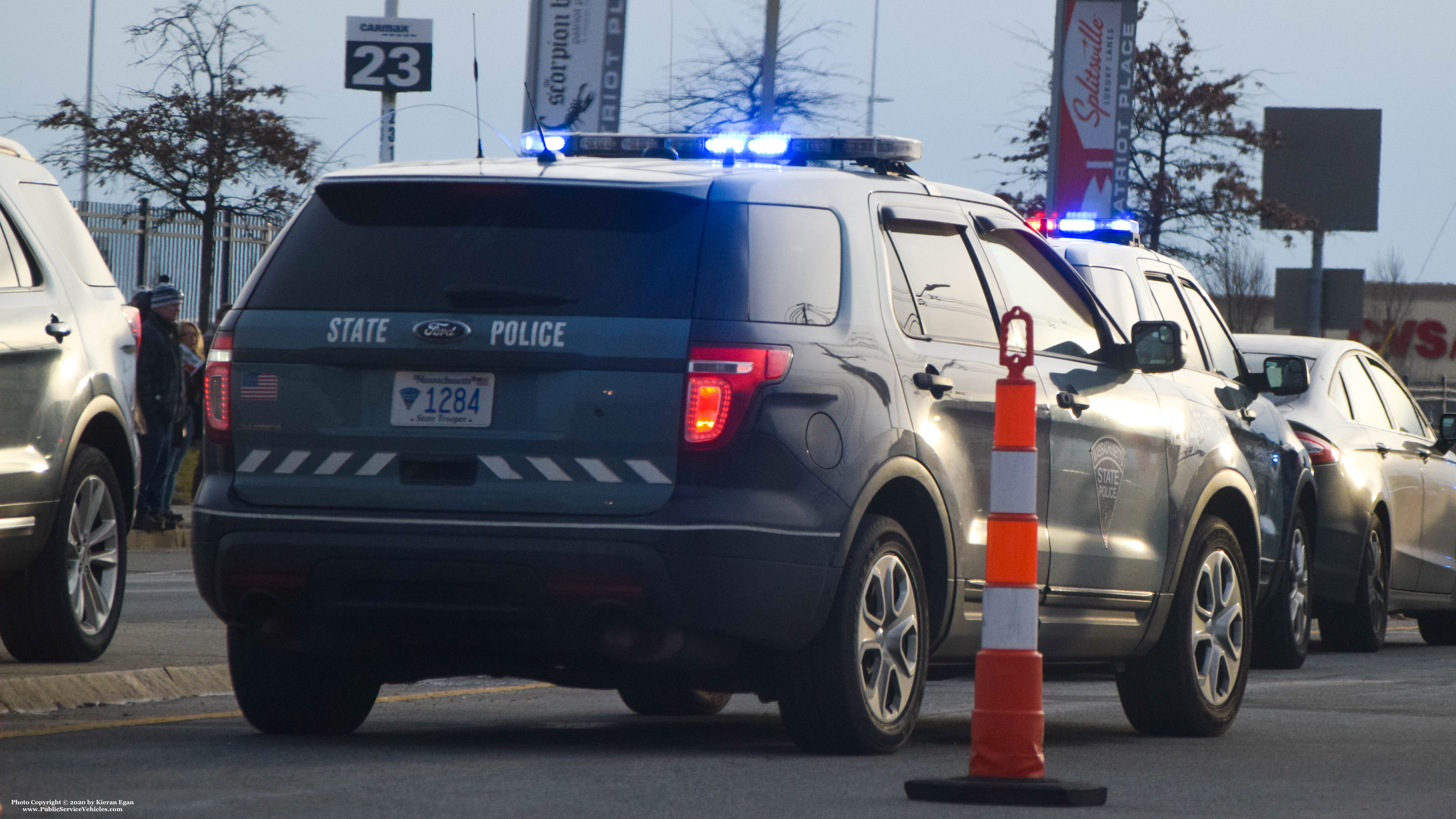 A photo  of Massachusetts State Police
            Cruiser 1284, a 2013 Ford Police Interceptor Utility             taken by Kieran Egan