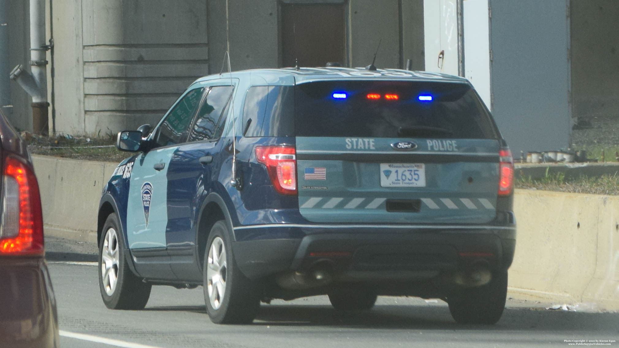 A photo  of Massachusetts State Police
            Cruiser 1635, a 2013 Ford Police Interceptor Utility             taken by Kieran Egan