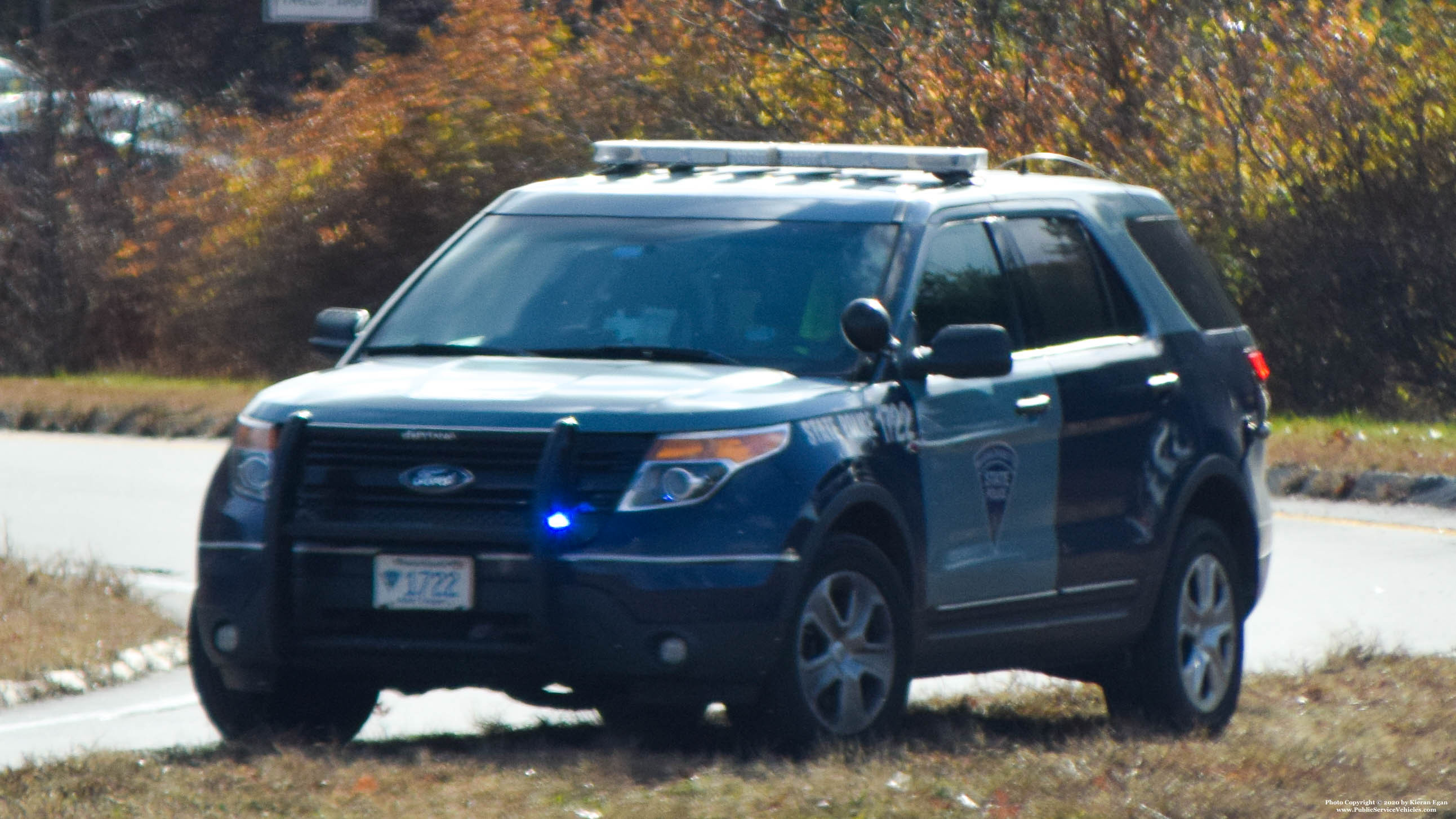 A photo  of Massachusetts State Police
            Cruiser 1722, a 2015 Ford Police Interceptor Utility             taken by Kieran Egan