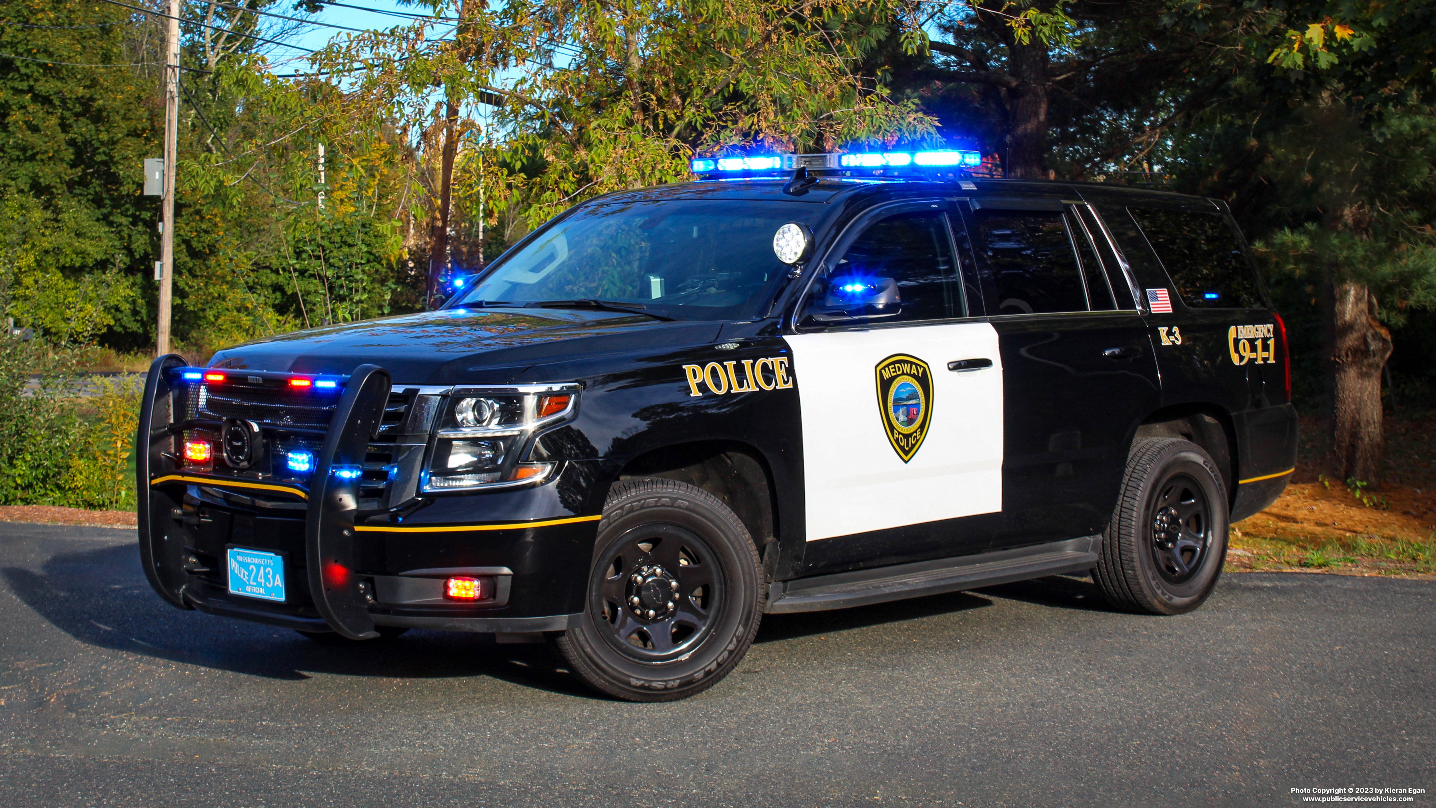 A photo  of Medway Police
            Cruiser K-3, a 2019 Chevrolet Tahoe             taken by Kieran Egan