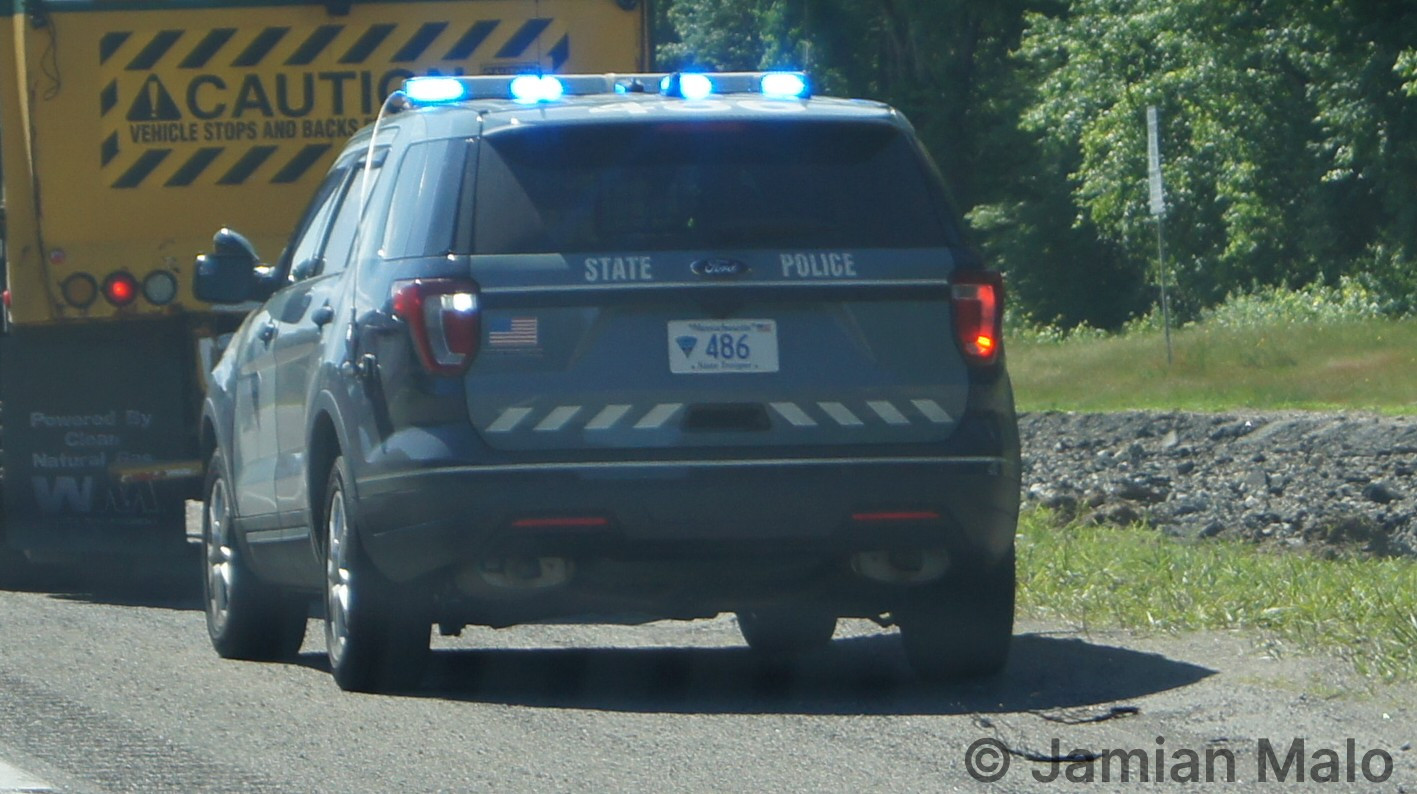 A photo  of Massachusetts State Police
            Cruiser 486, a 2016-2019 Ford Police Interceptor Utility             taken by Jamian Malo
