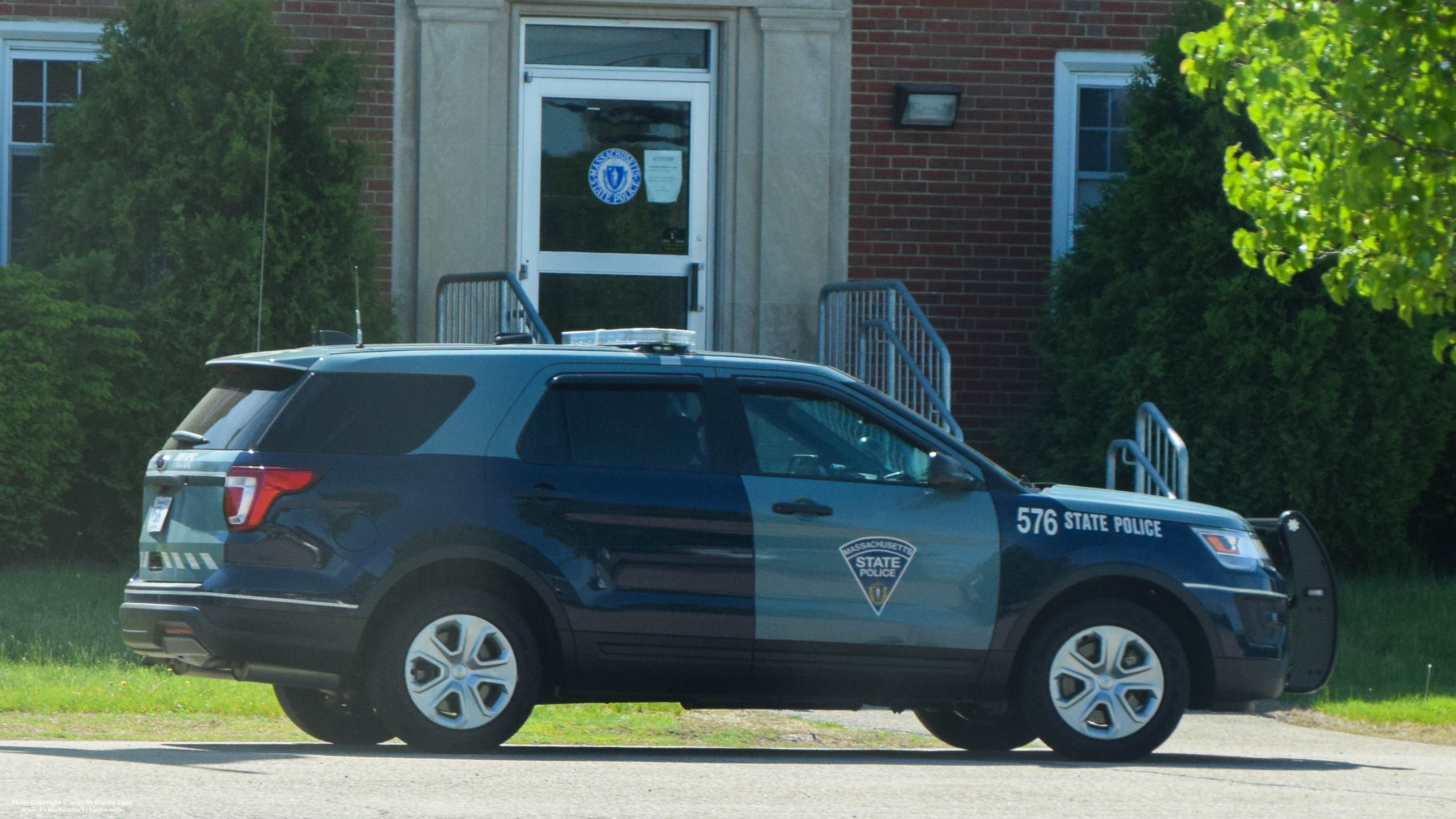 A photo  of Massachusetts State Police
            Cruiser 576, a 2019 Ford Police Interceptor Utility             taken by Kieran Egan