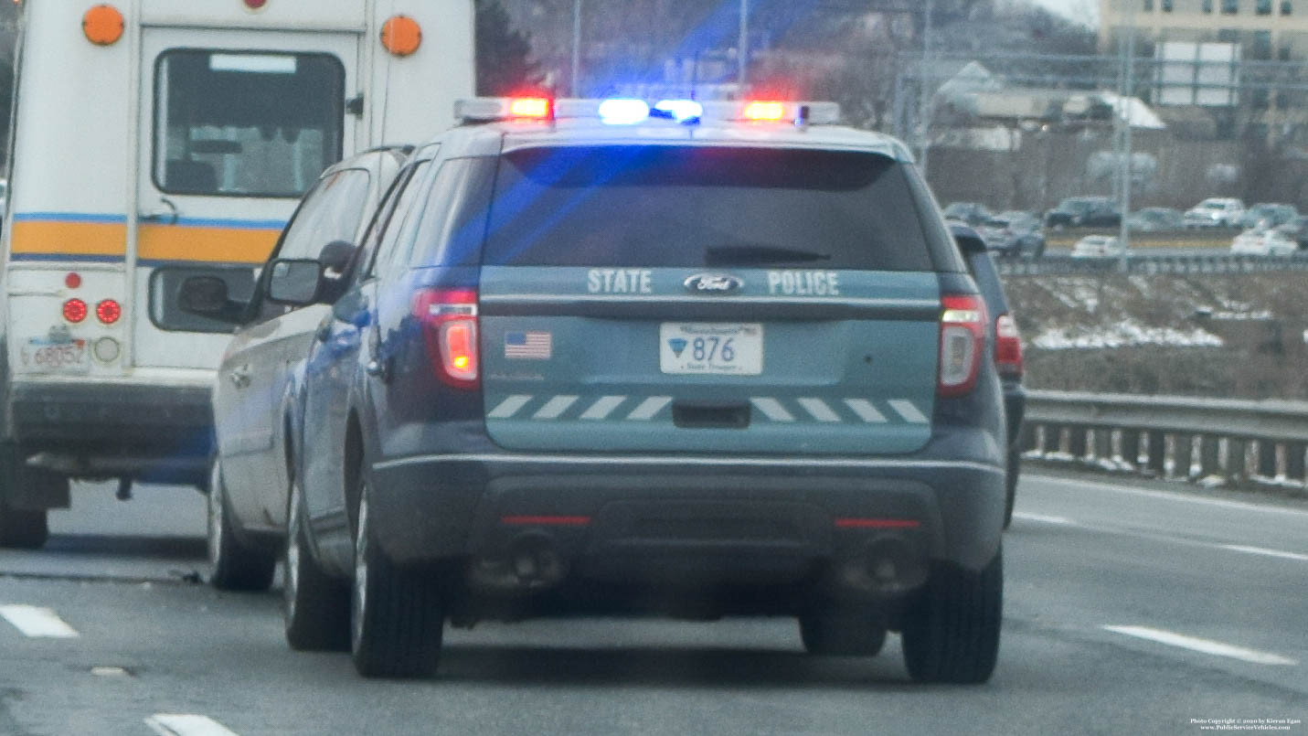 A photo  of Massachusetts State Police
            Cruiser 876, a 2015 Ford Police Interceptor Utility             taken by Kieran Egan