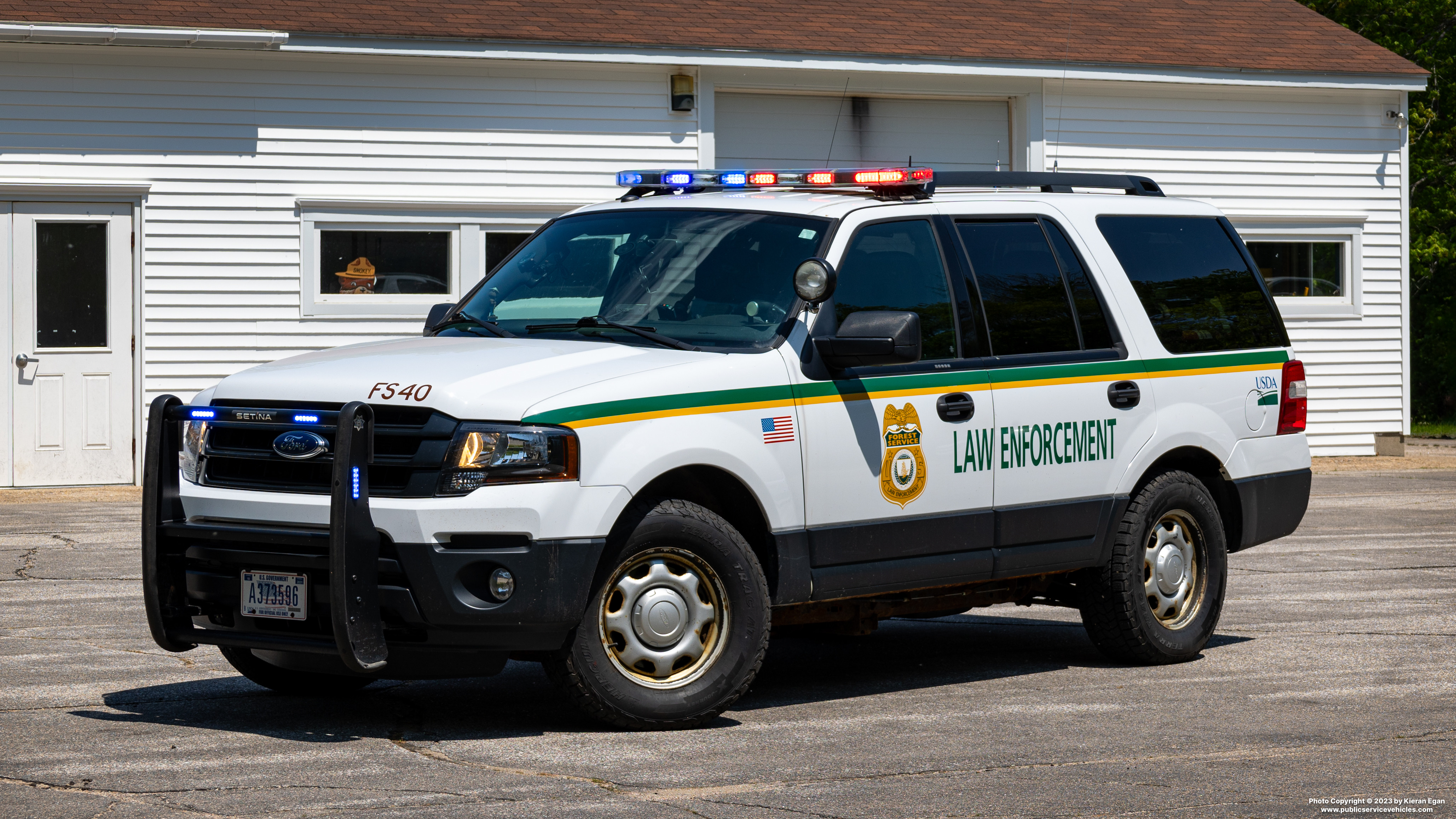 A photo  of United States Department of Agriculture Forest Service Law Enforcement
            Cruiser FS40, a 2017 Ford Expedition             taken by Kieran Egan