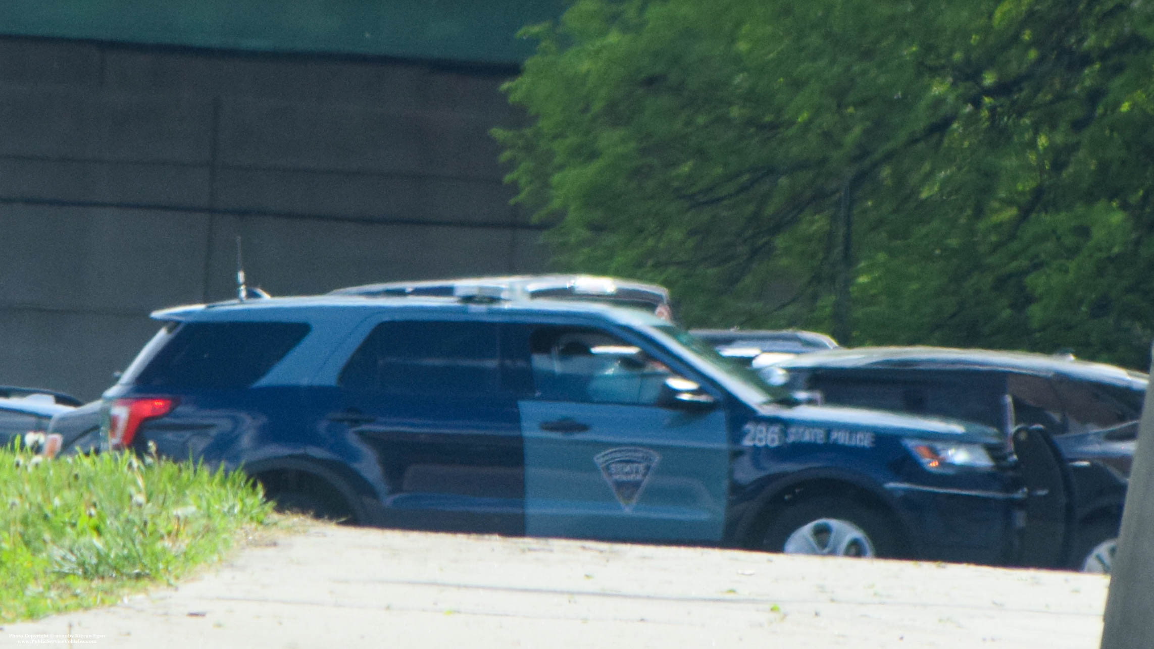 A photo  of Massachusetts State Police
            Cruiser 286, a 2019 Ford Police Interceptor Utility             taken by Kieran Egan