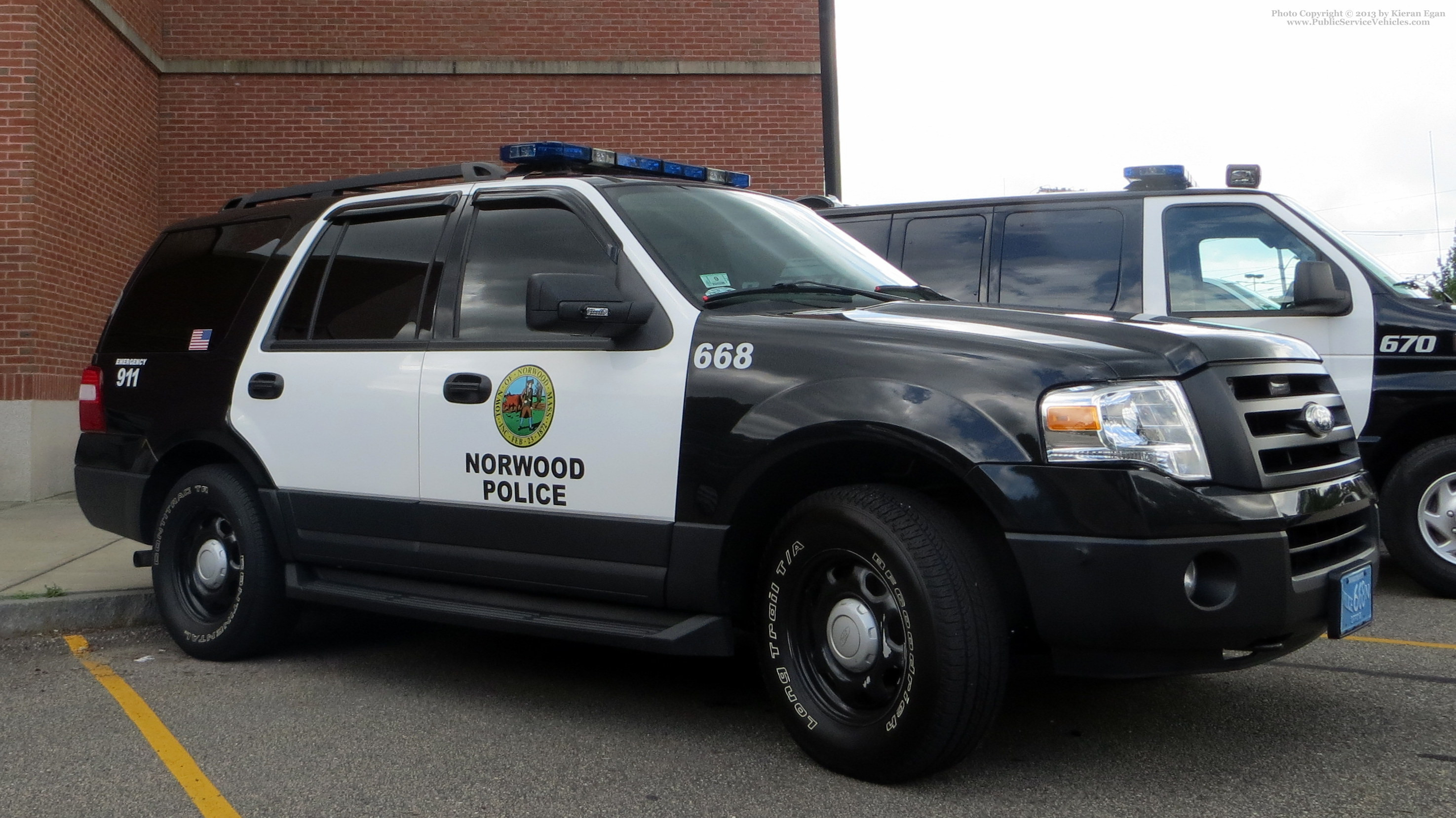 A photo  of Norwood Police
            Cruiser 668, a 2007-2013 Ford Expedition             taken by Kieran Egan