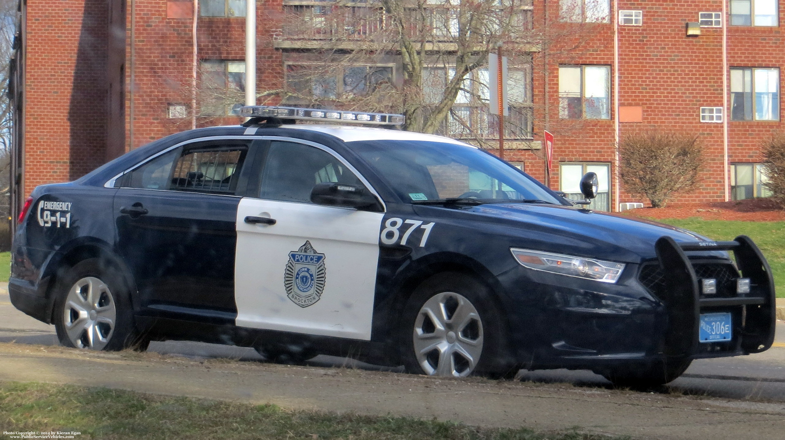 A photo  of Brockton Police
            Cruiser 871, a 2013 Ford Police Interceptor Sedan             taken by Kieran Egan