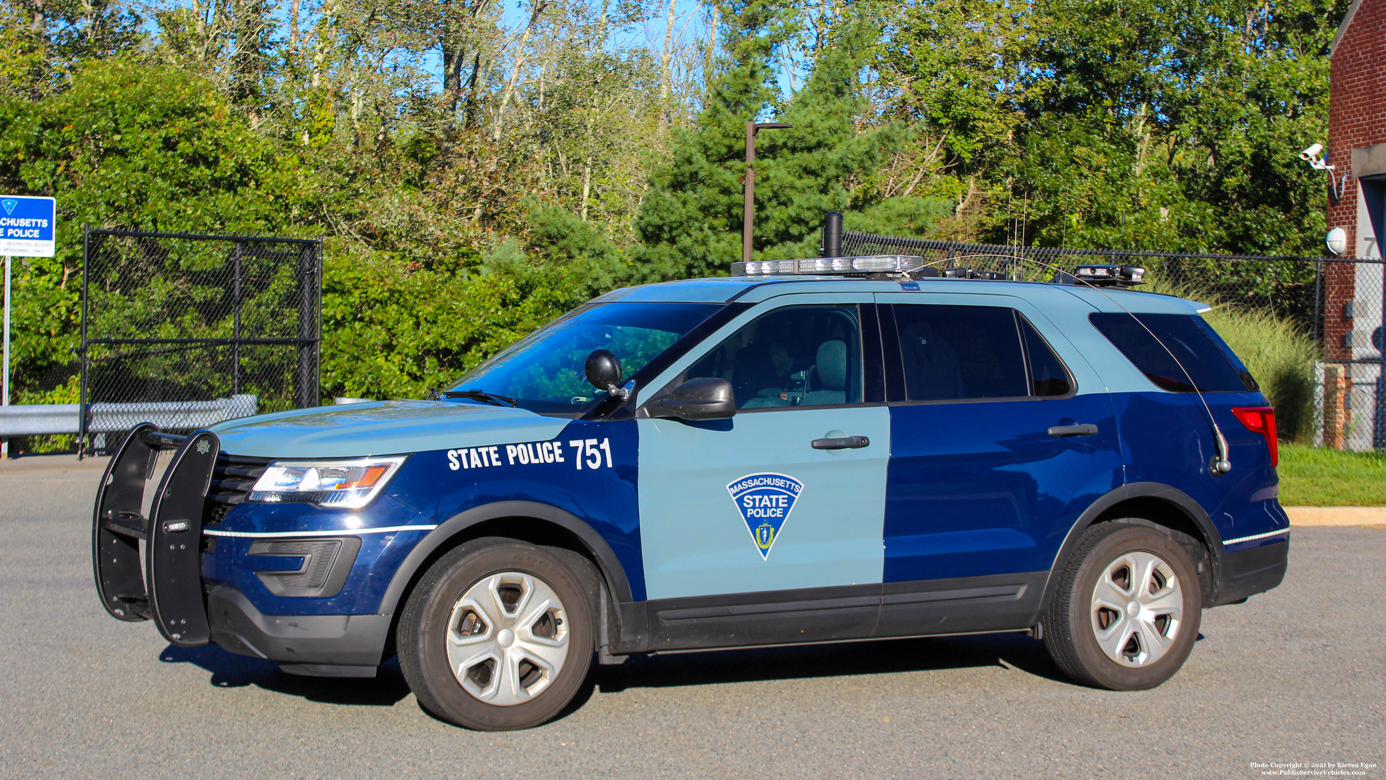 A photo  of Massachusetts State Police
            Cruiser 751, a 2019 Ford Police Interceptor Utility             taken by Kieran Egan