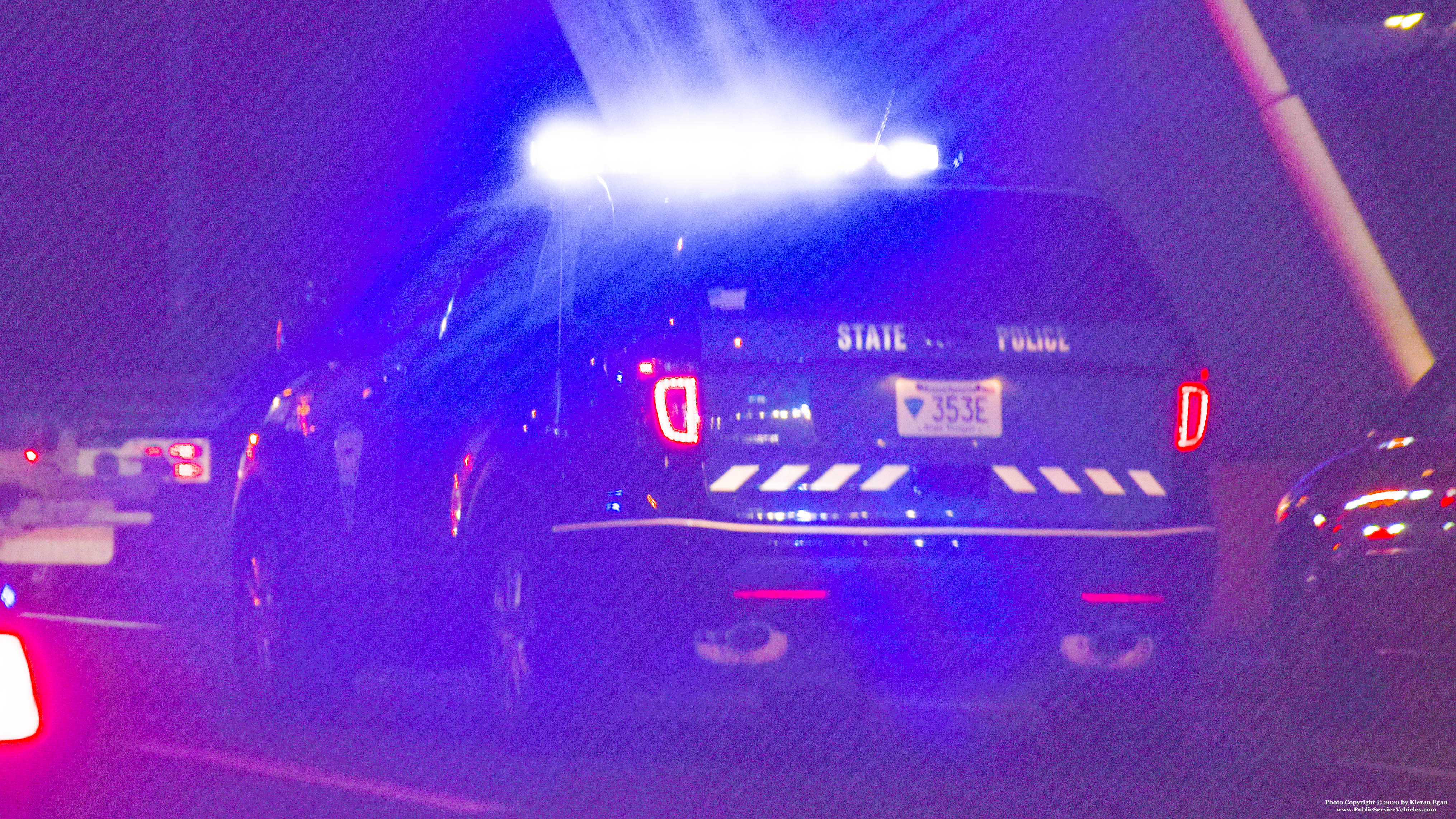 A photo  of Massachusetts State Police
            Cruiser 353E, a 2013-2015 Ford Police Interceptor Utility             taken by Kieran Egan