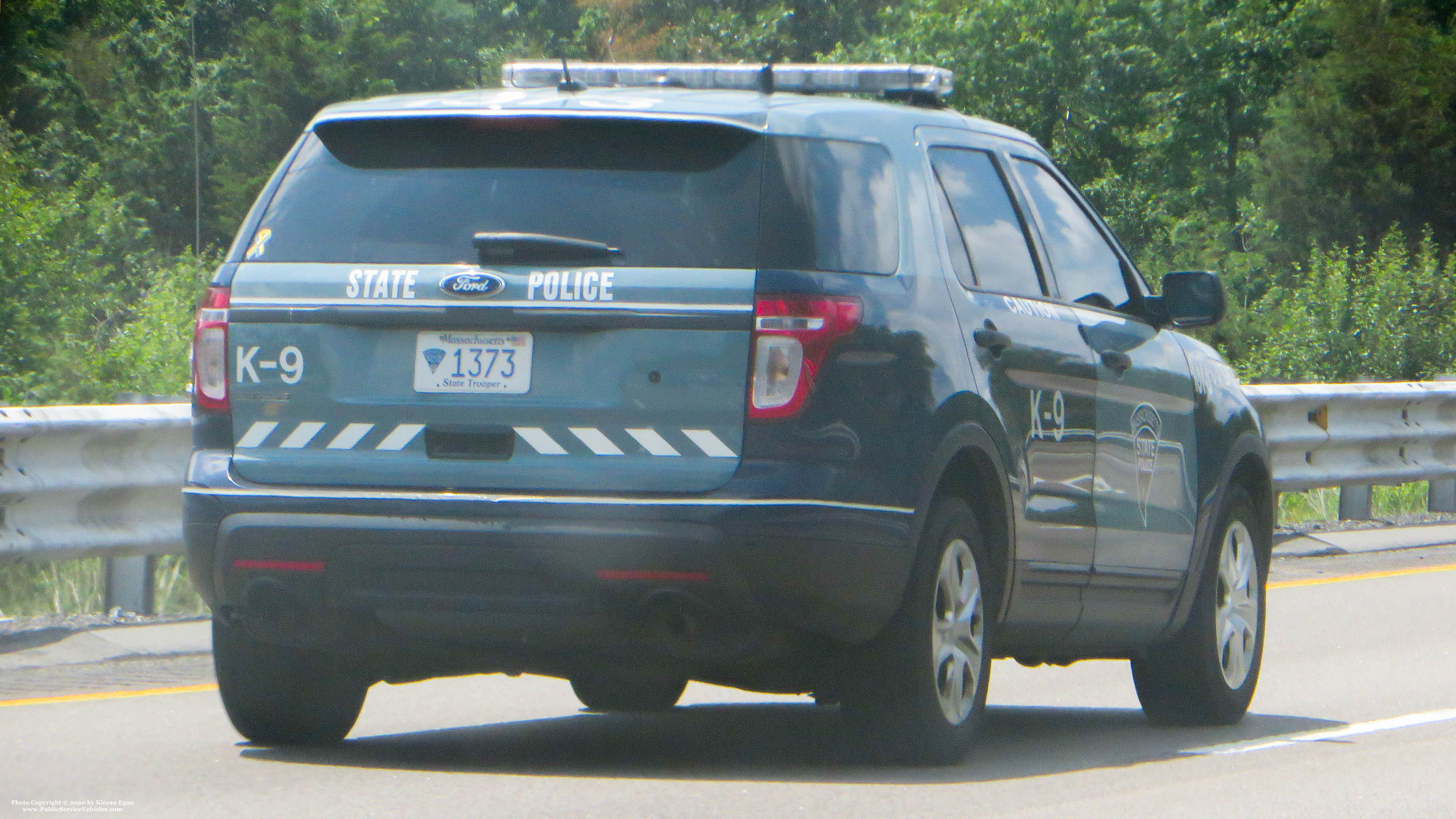 A photo  of Massachusetts State Police
            Cruiser 1373, a 2013 Ford Police Interceptor Utility             taken by Kieran Egan
