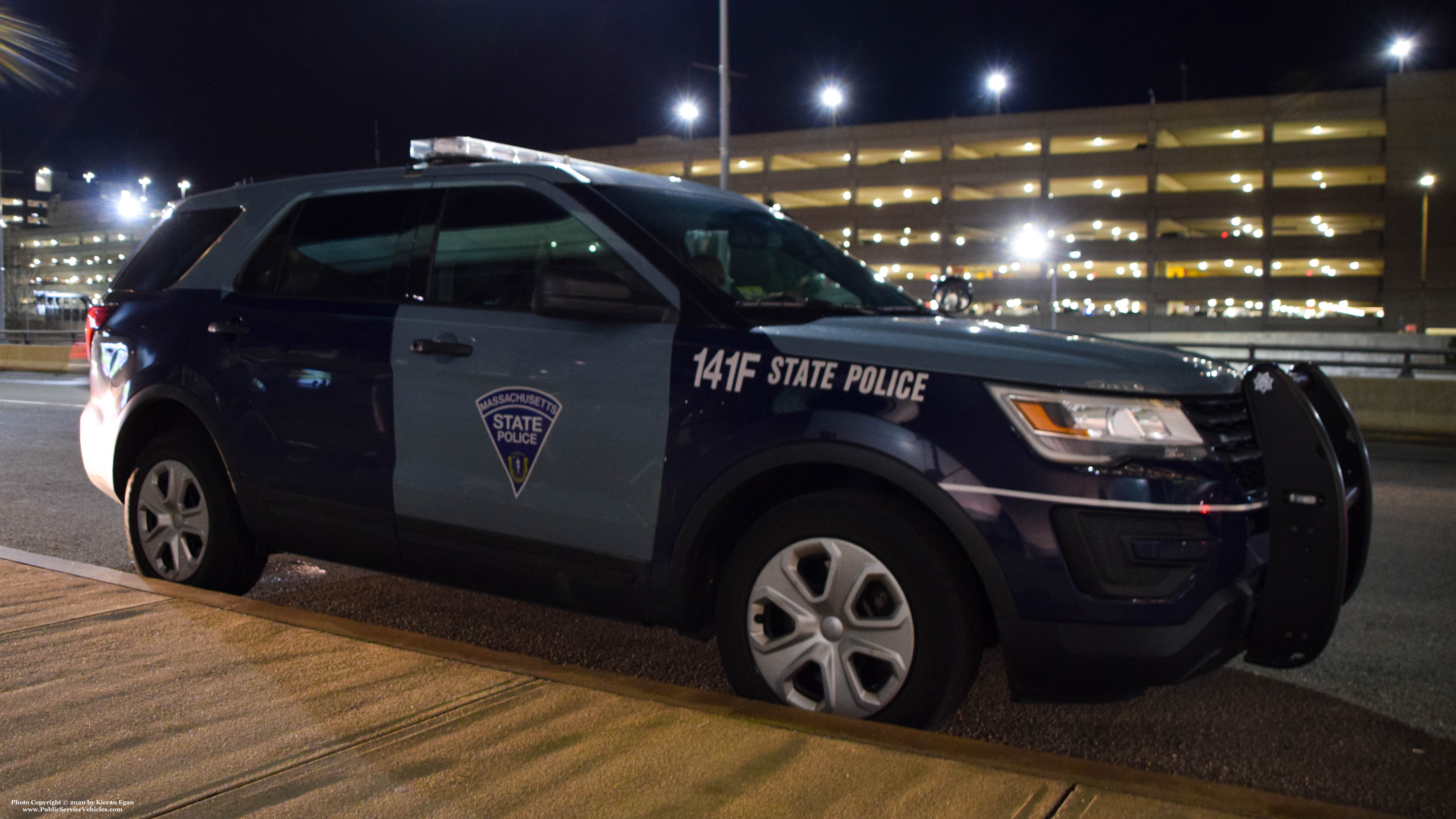 A photo  of Massachusetts State Police
            Cruiser 141F, a 2017-2019 Ford Police Interceptor Utility             taken by Kieran Egan