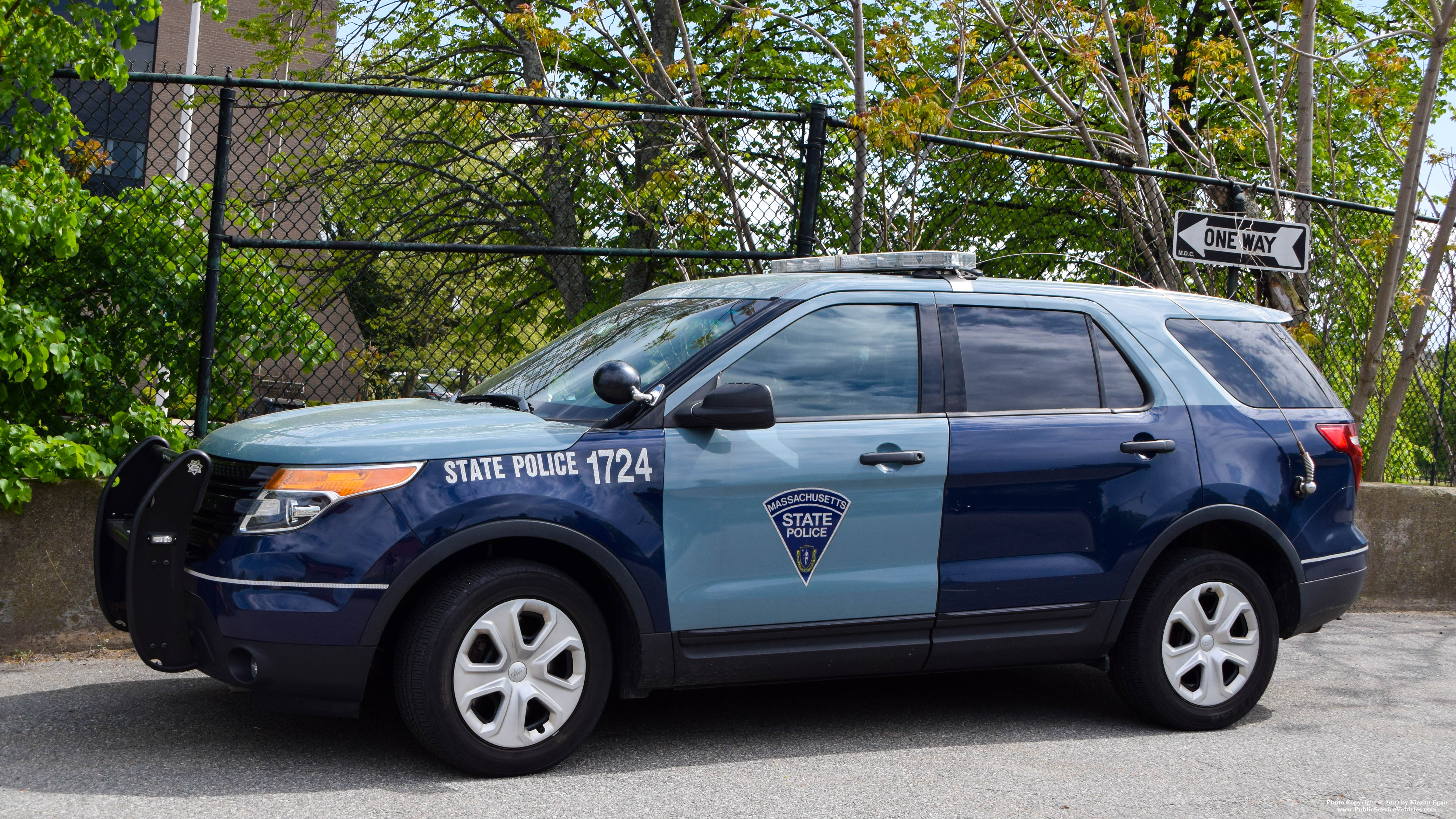 A photo  of Massachusetts State Police
            Cruiser 1724, a 2015 Ford Police Interceptor Utility             taken by Kieran Egan
