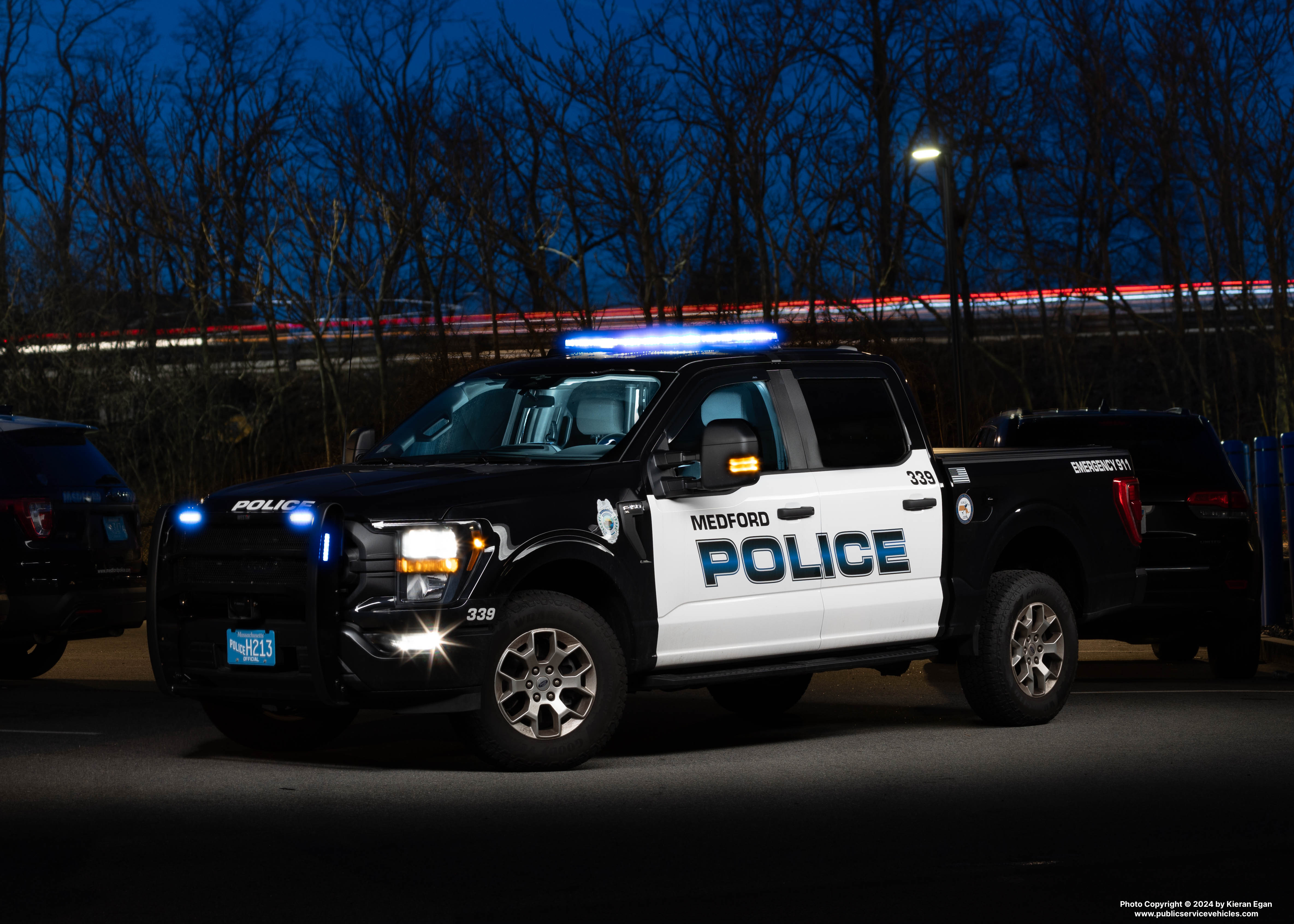 A photo  of Medford Police
            Cruiser 339, a 2023 Ford F-150 Police Responder             taken by Kieran Egan